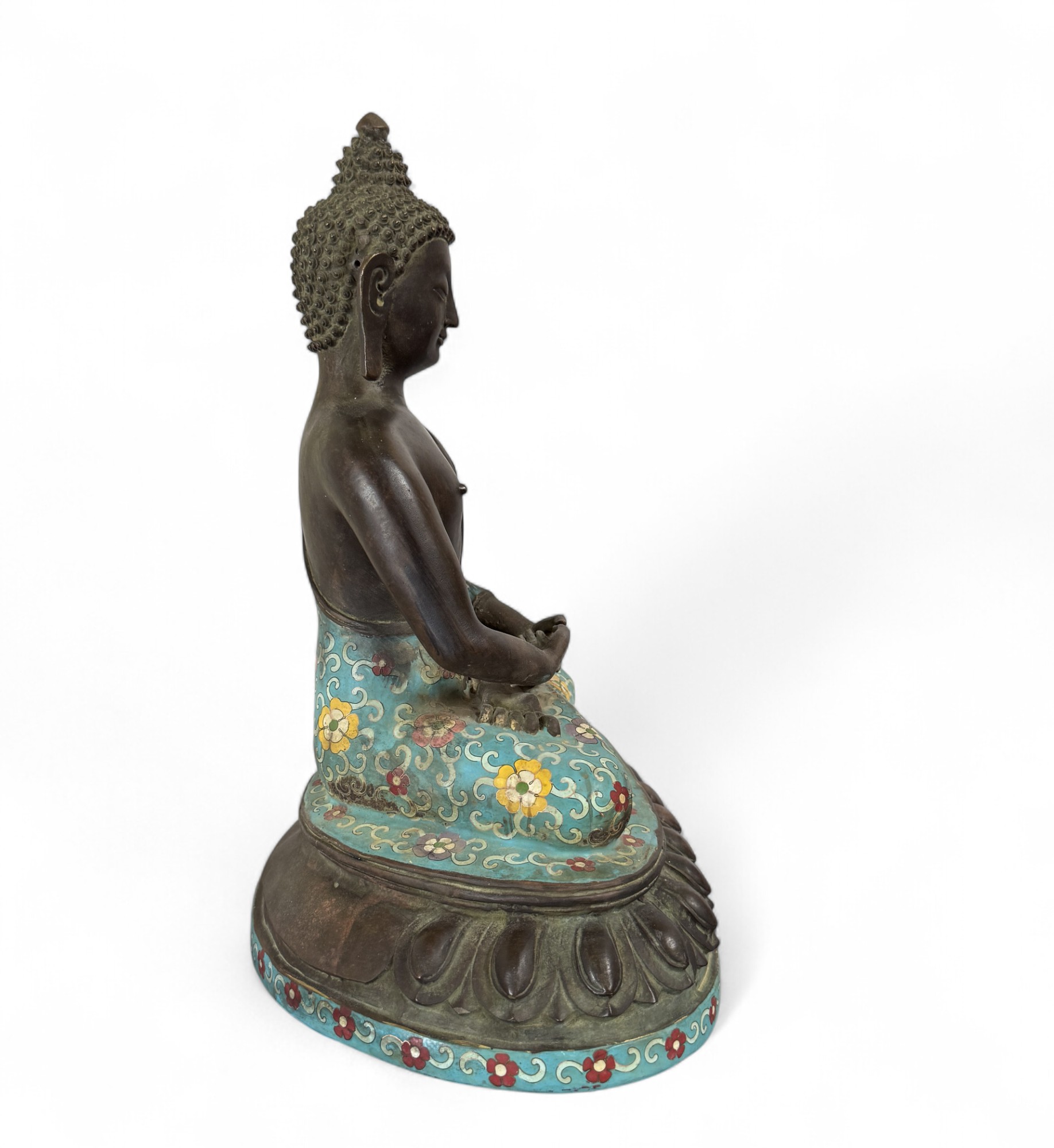 Buddha Figur Bronze China Cloisonne Skulptur 40cm groß
