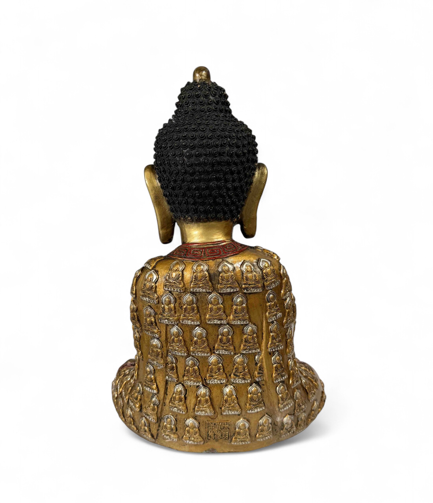 Bronze Buddha Figur – Tibet/China Grenzregion – 41 cm – Anjali Mudra – Verziertes Gewand