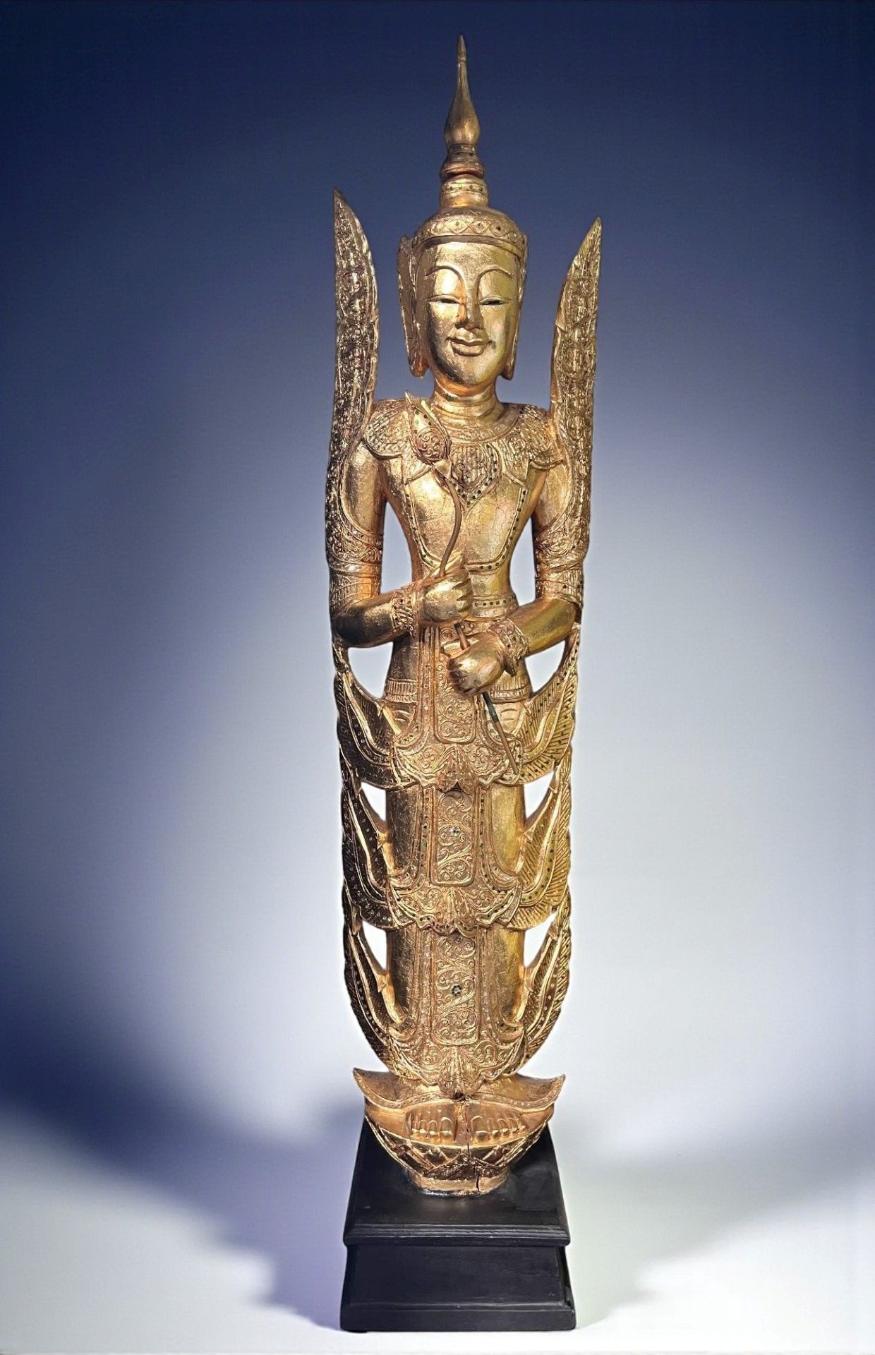 Thailändischer Tempelwächter Teppanom Holz Skulptur 170cm