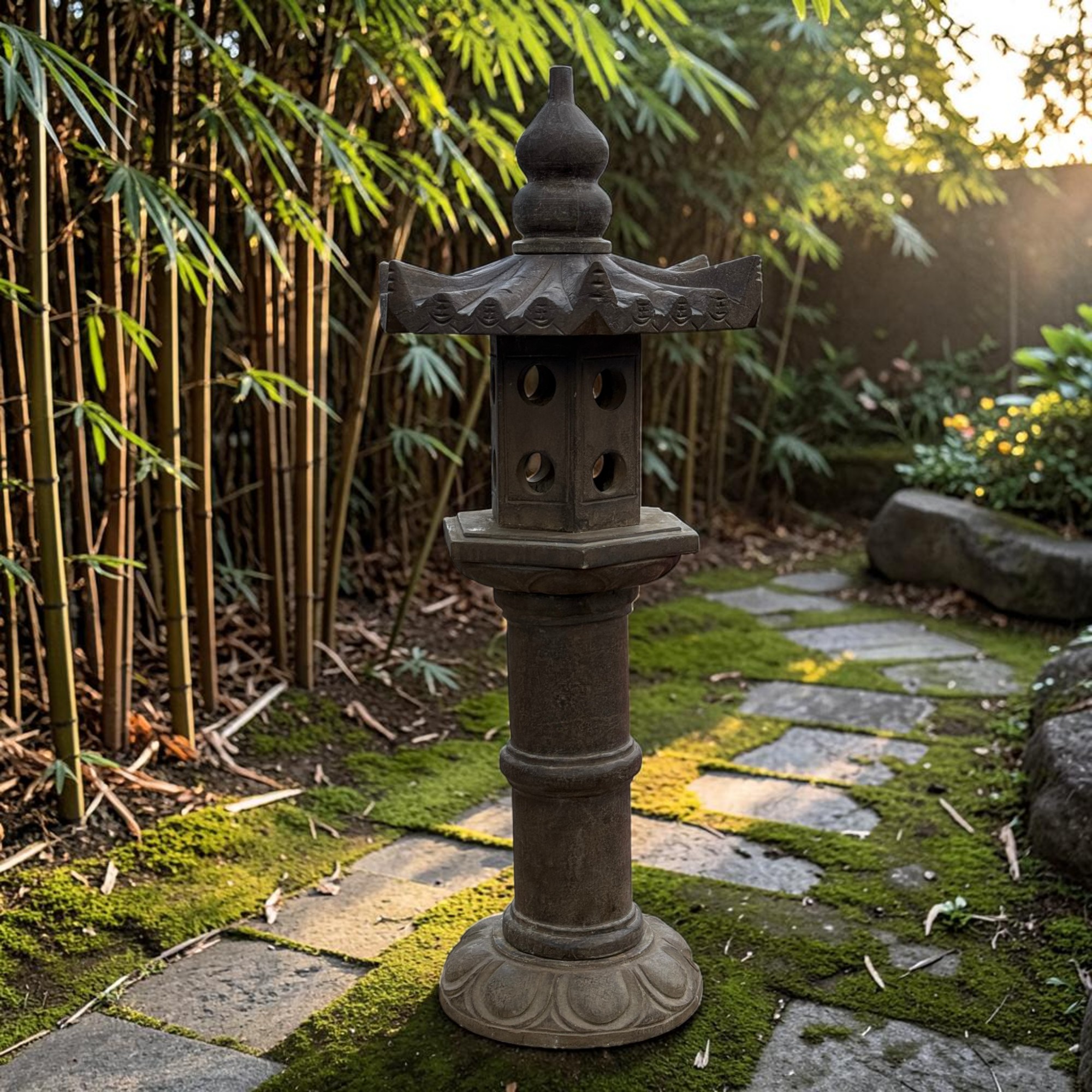 Traditionelle Steinlaterne China - Geisterhaus aus Naturstein - 60 kg