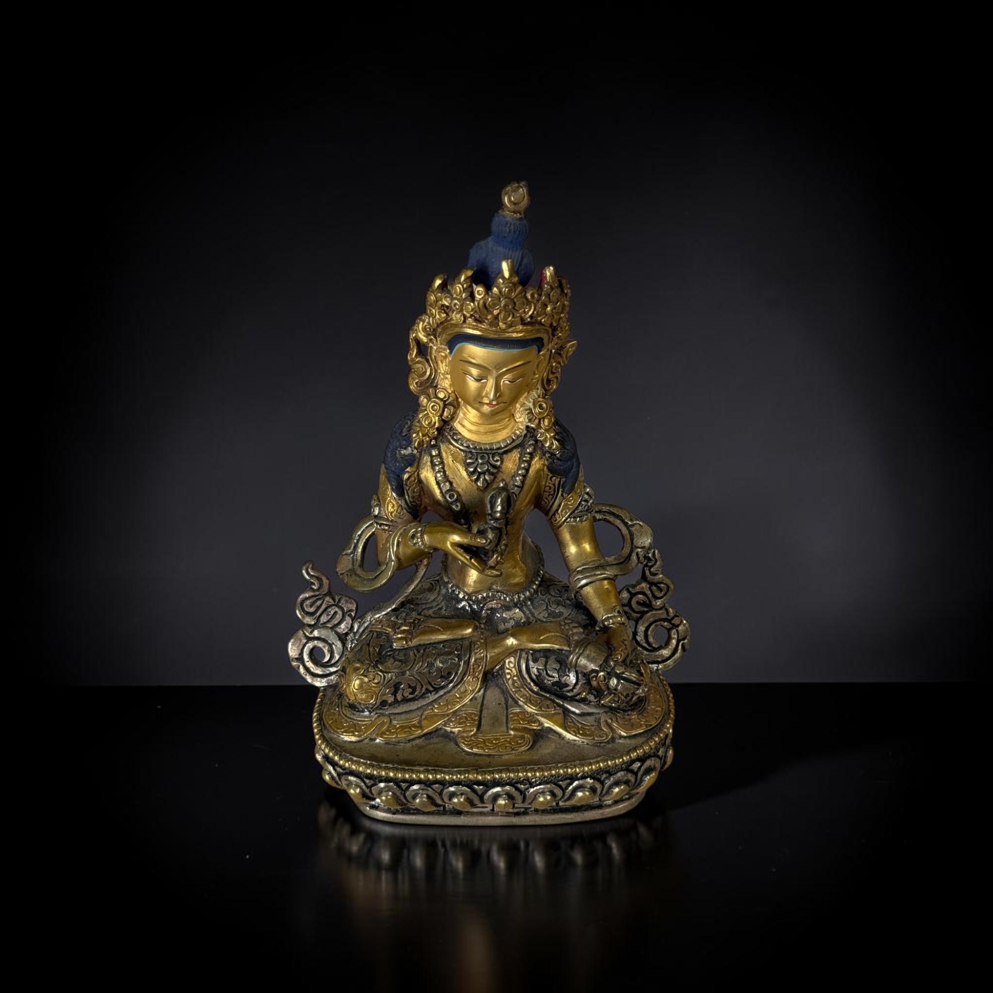 Alte Vajrasattva Figur aus Bronze Tibet/China 15,5cm