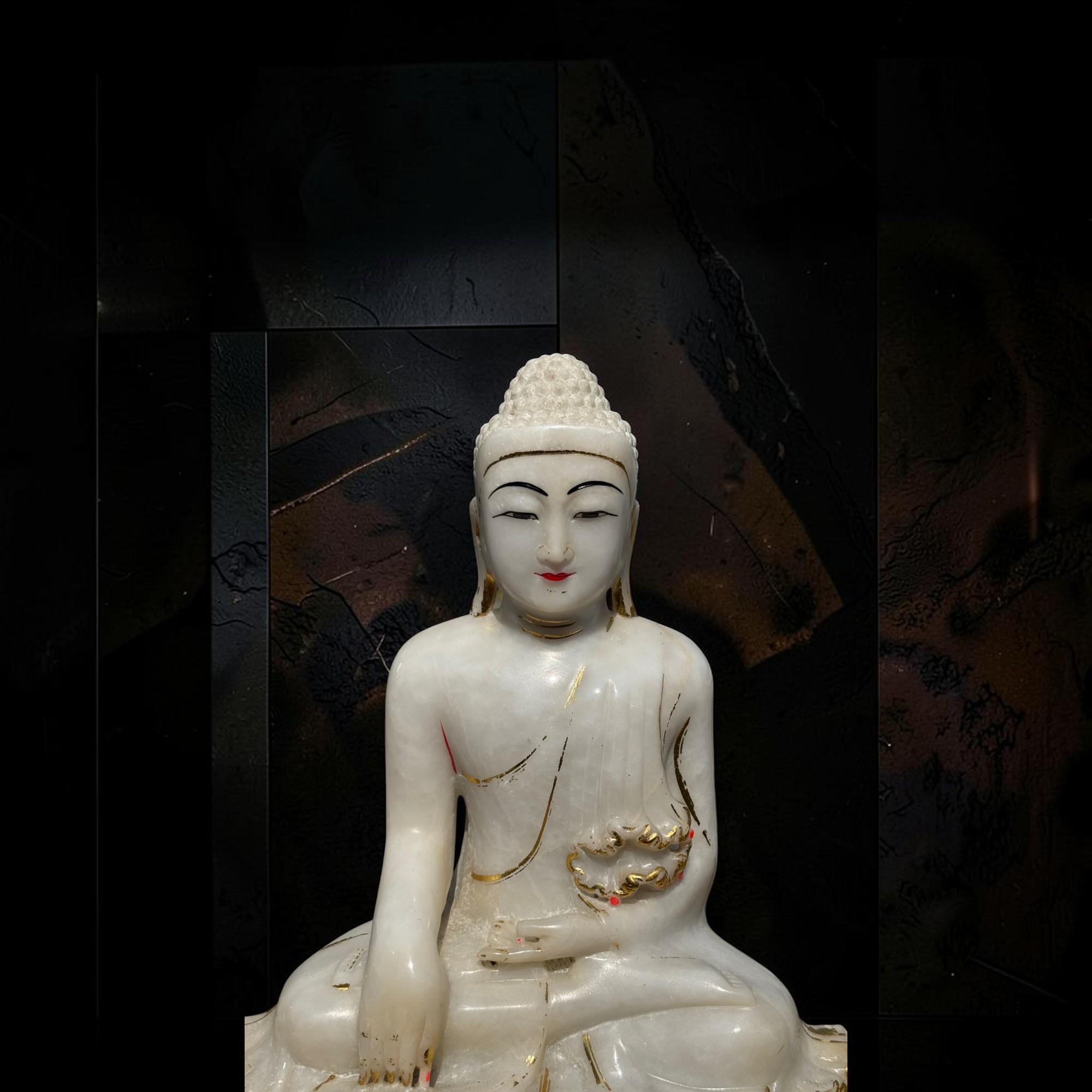 Marmor Buddha Statue Mandalay Burma Sammlernachlass - 54,5 cm