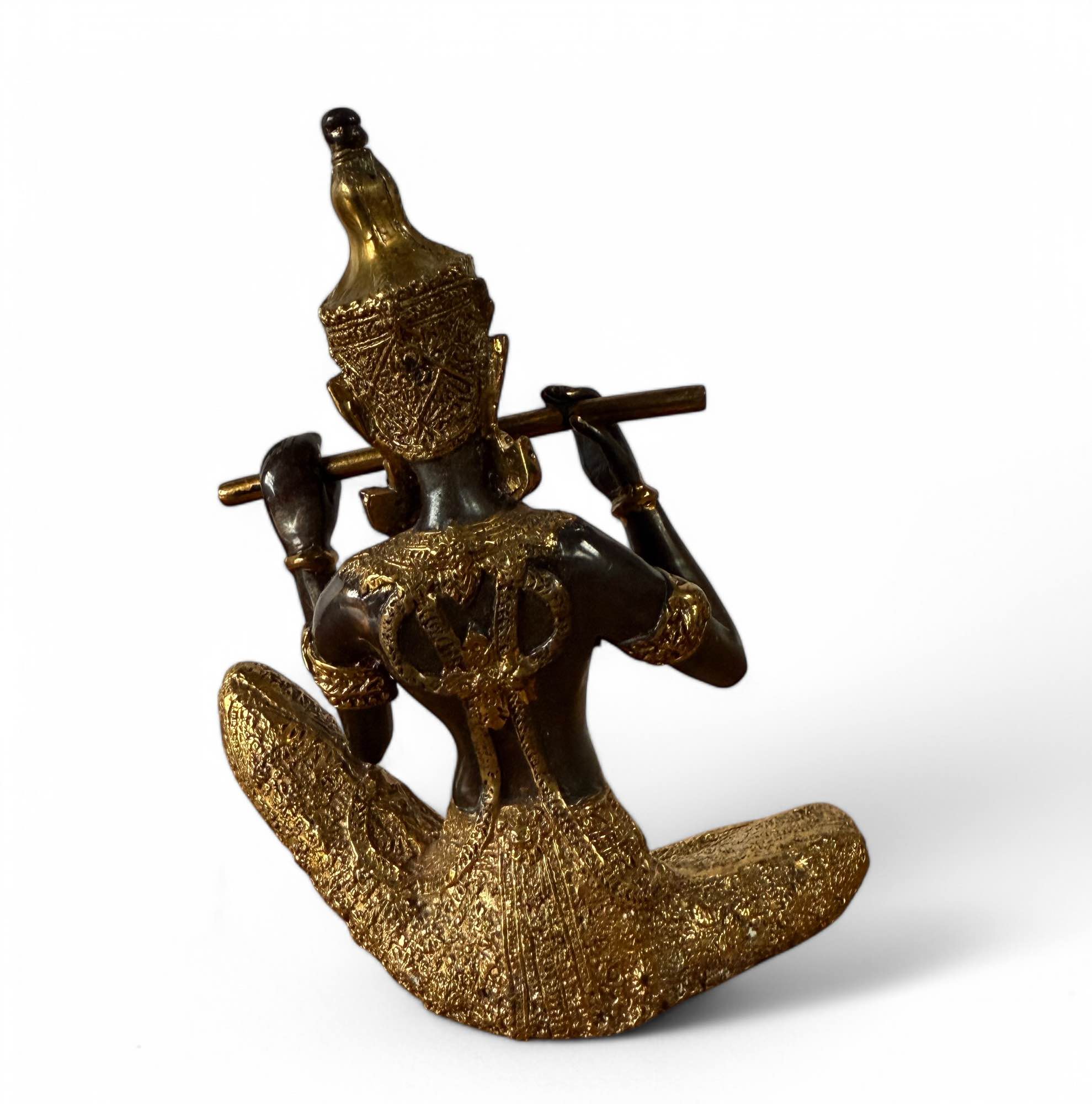 Thailändischer Tempelwächter Musiker Bronze Figur