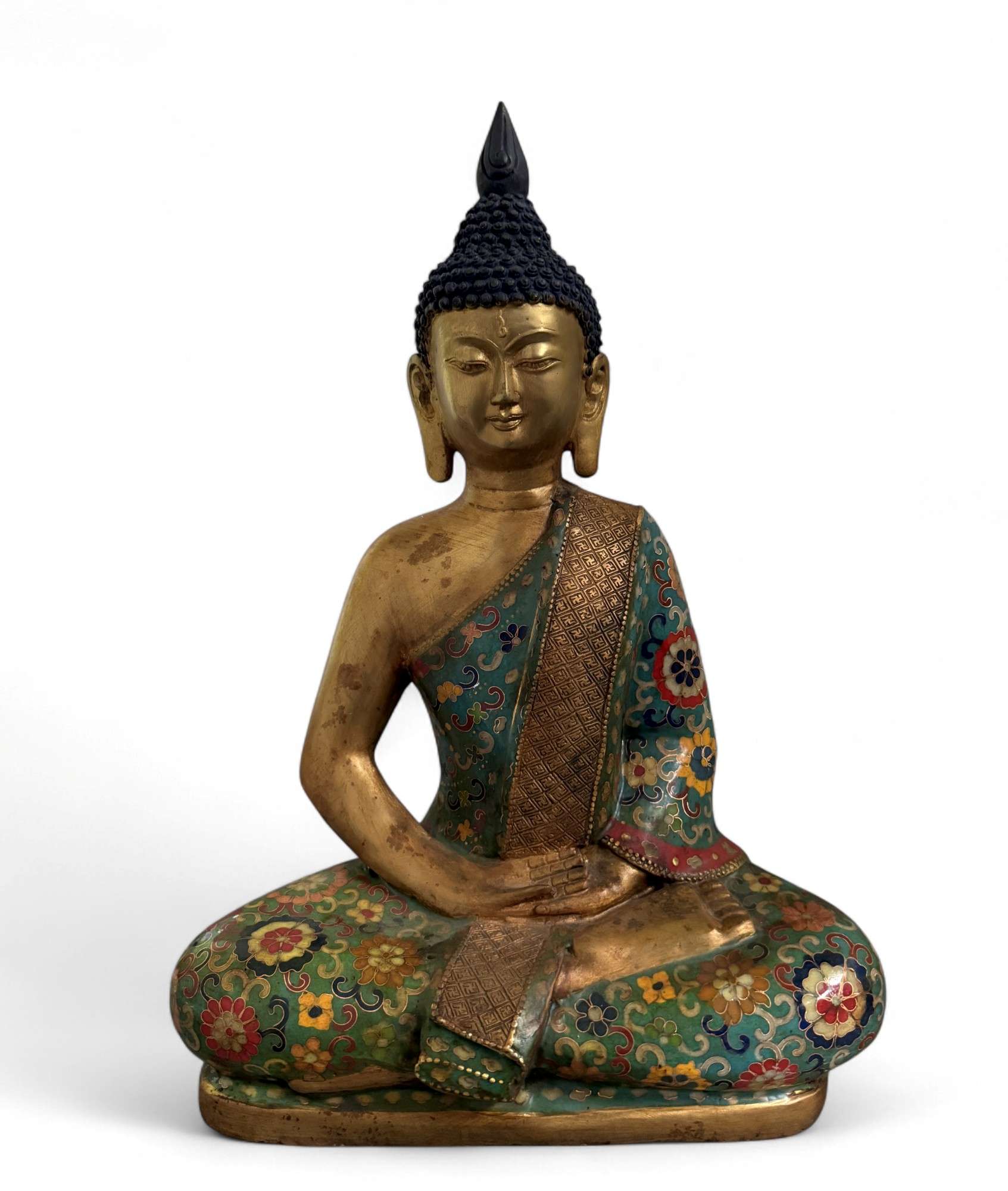 Buddha Figur Bronze China Cloisonne Skulptur 39 cm groß