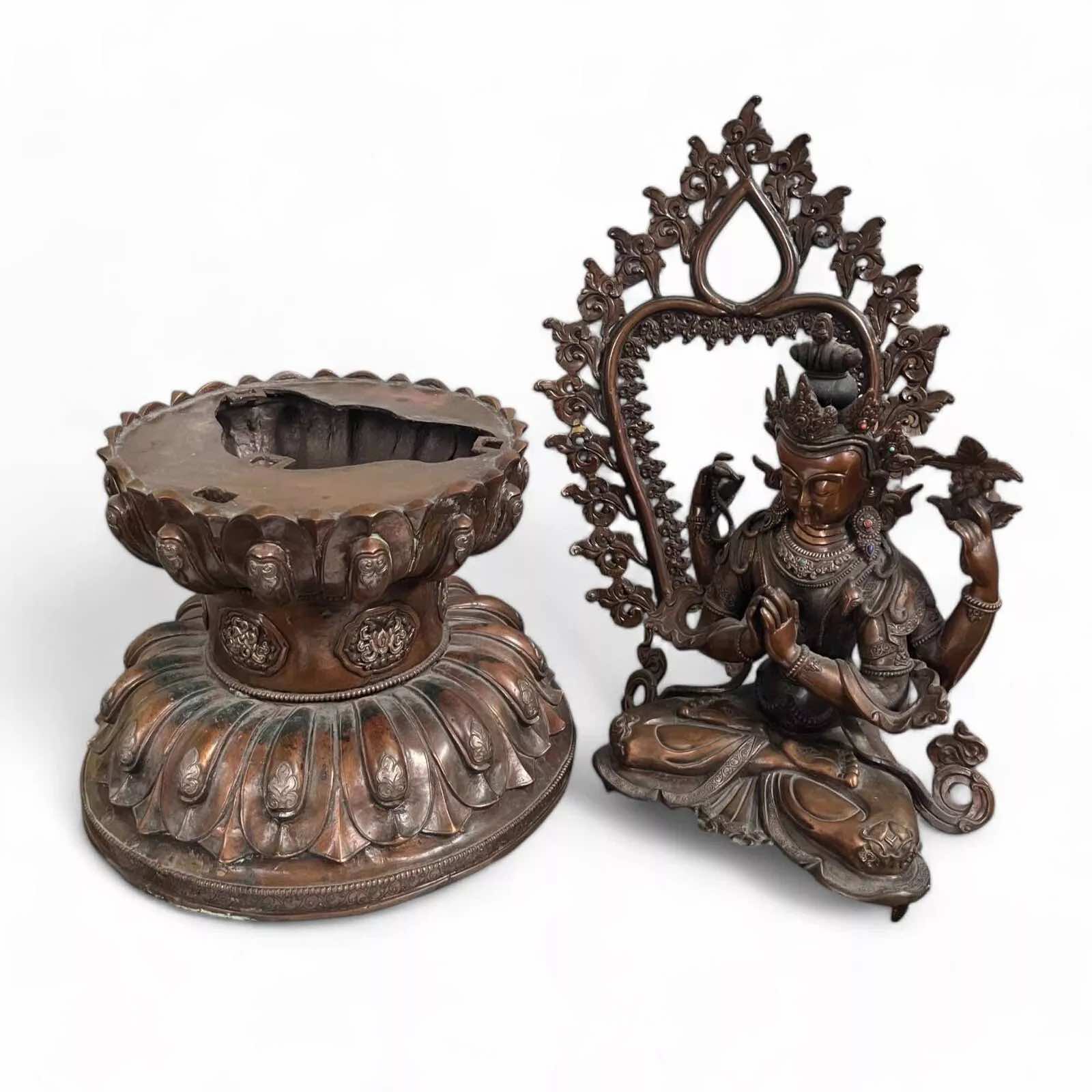 Chenrezig Avalokiteshvara Kupfer-Bronze Skulptur 69 cm groß