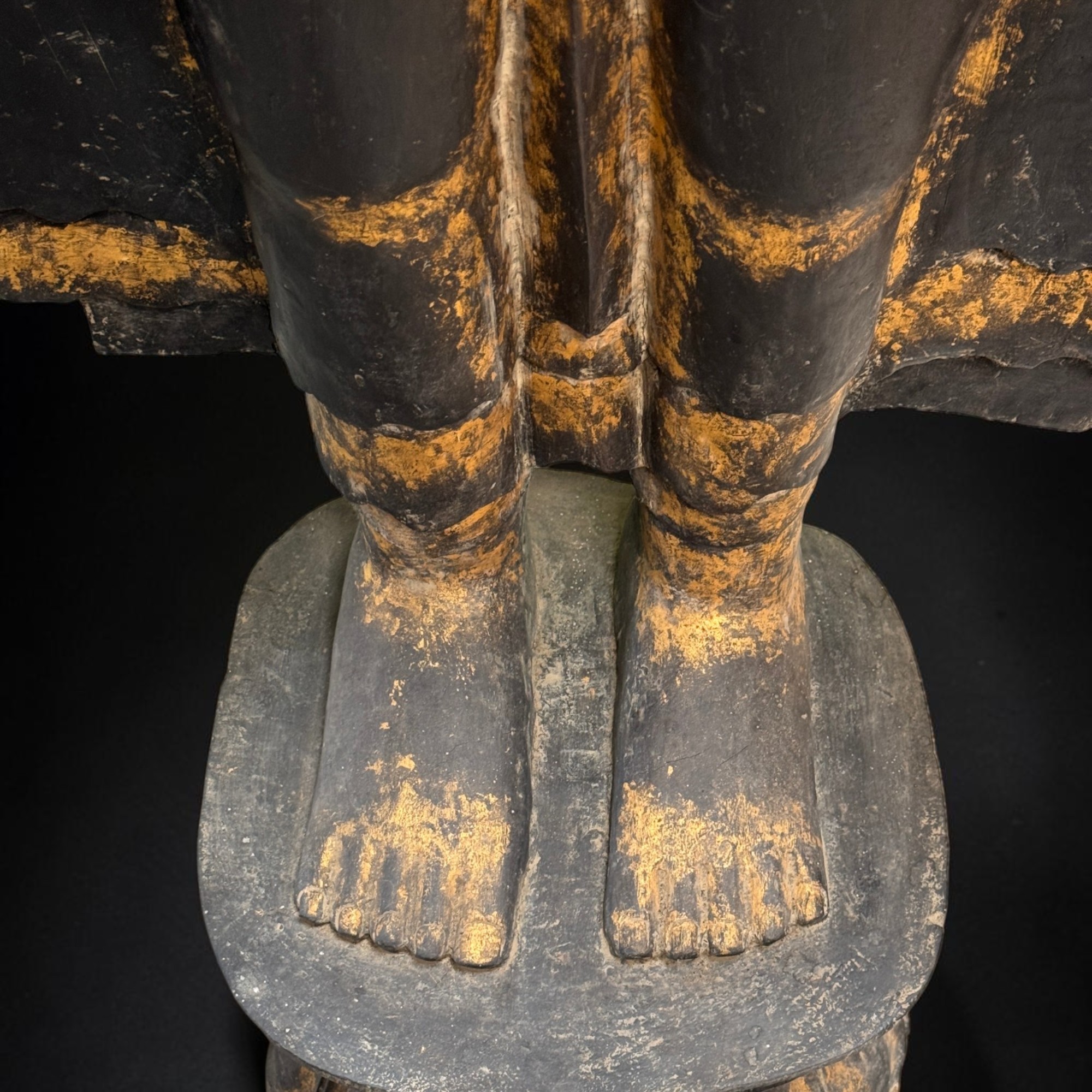 Buddha Figur stehend Teakholz Skulptur Burma Rakhine Asiatika 185cm
