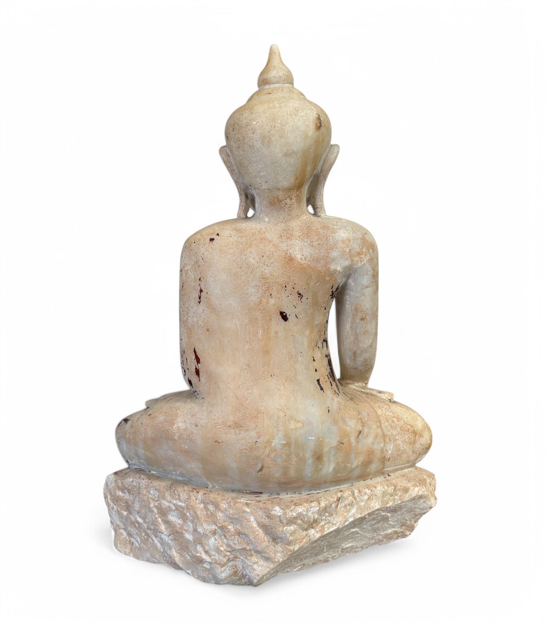 Alte Burma Buddha Statue aus Marmor Stein 66 cm groß