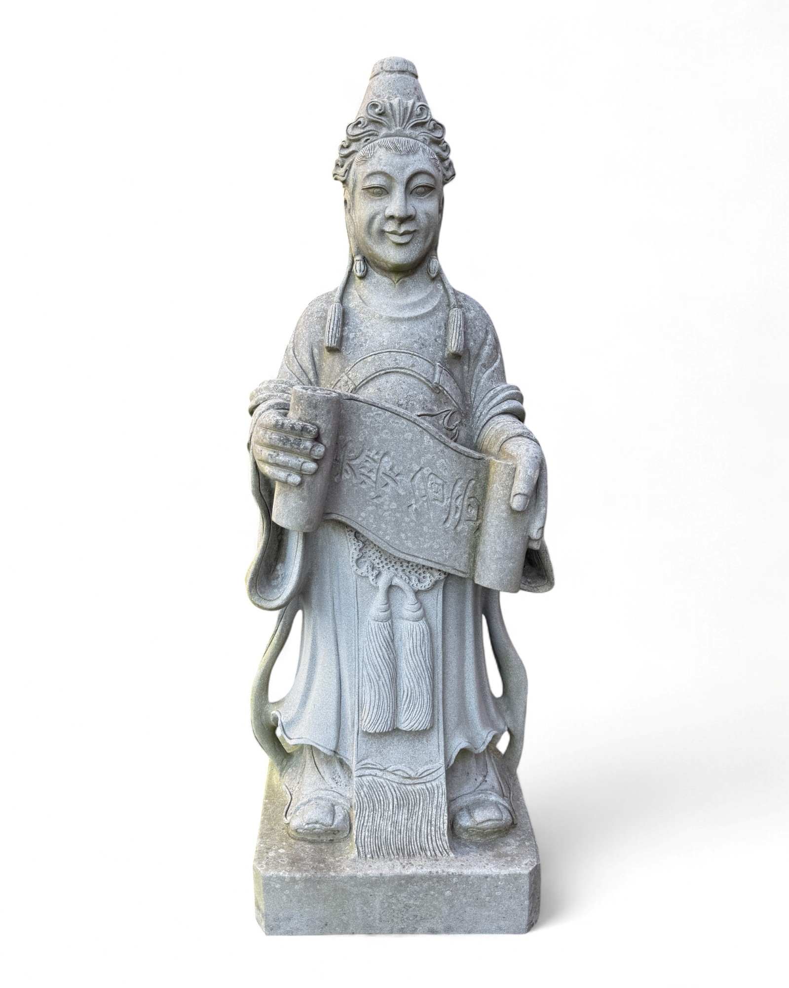 Naturstein Gelehrtenstatue aus China – 101 cm – Symbol für Bildung & Weisheit – 50 Jahre alt