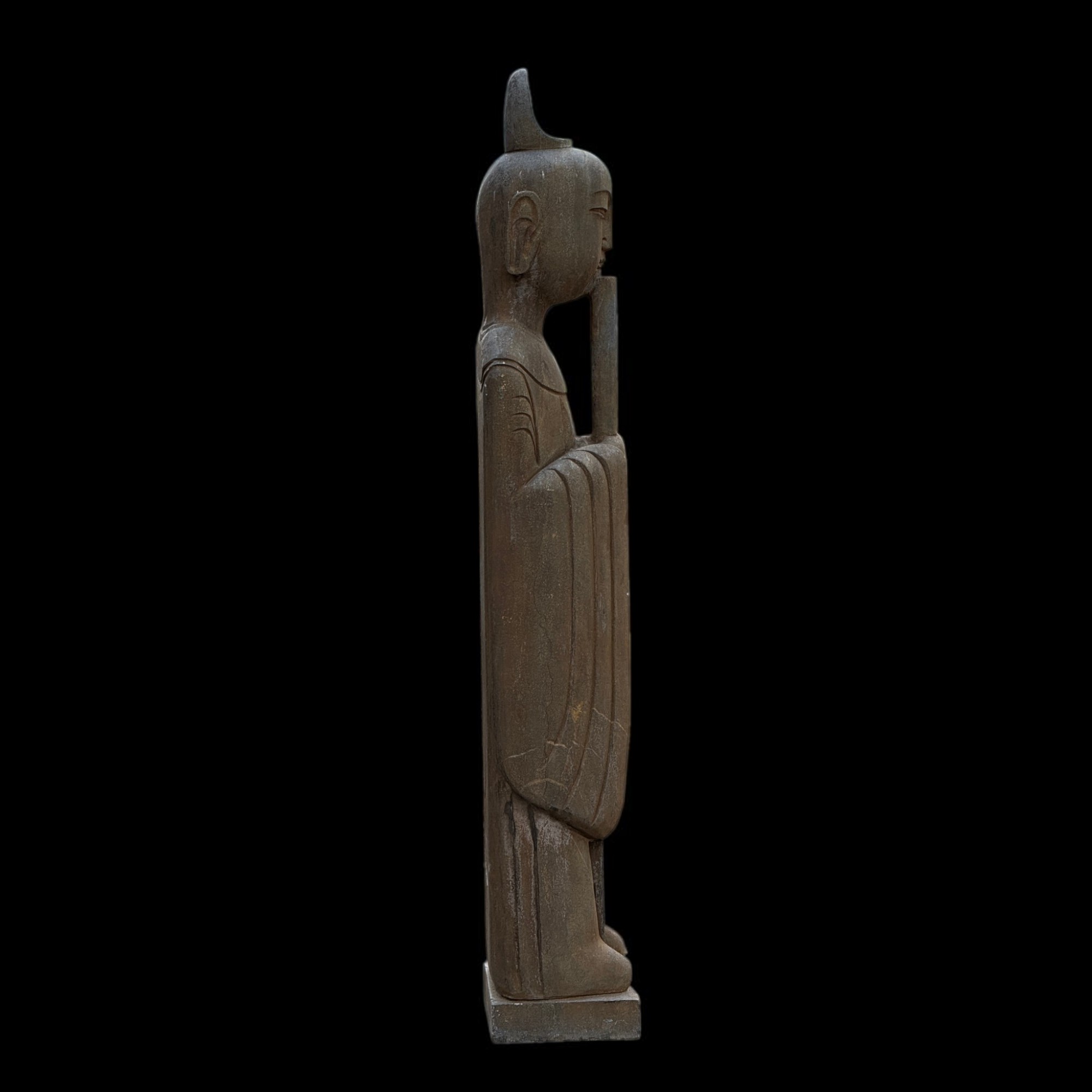 Chinesischer Gelehrter mit Bambusflöte Naturstein Garten Statue 121cm