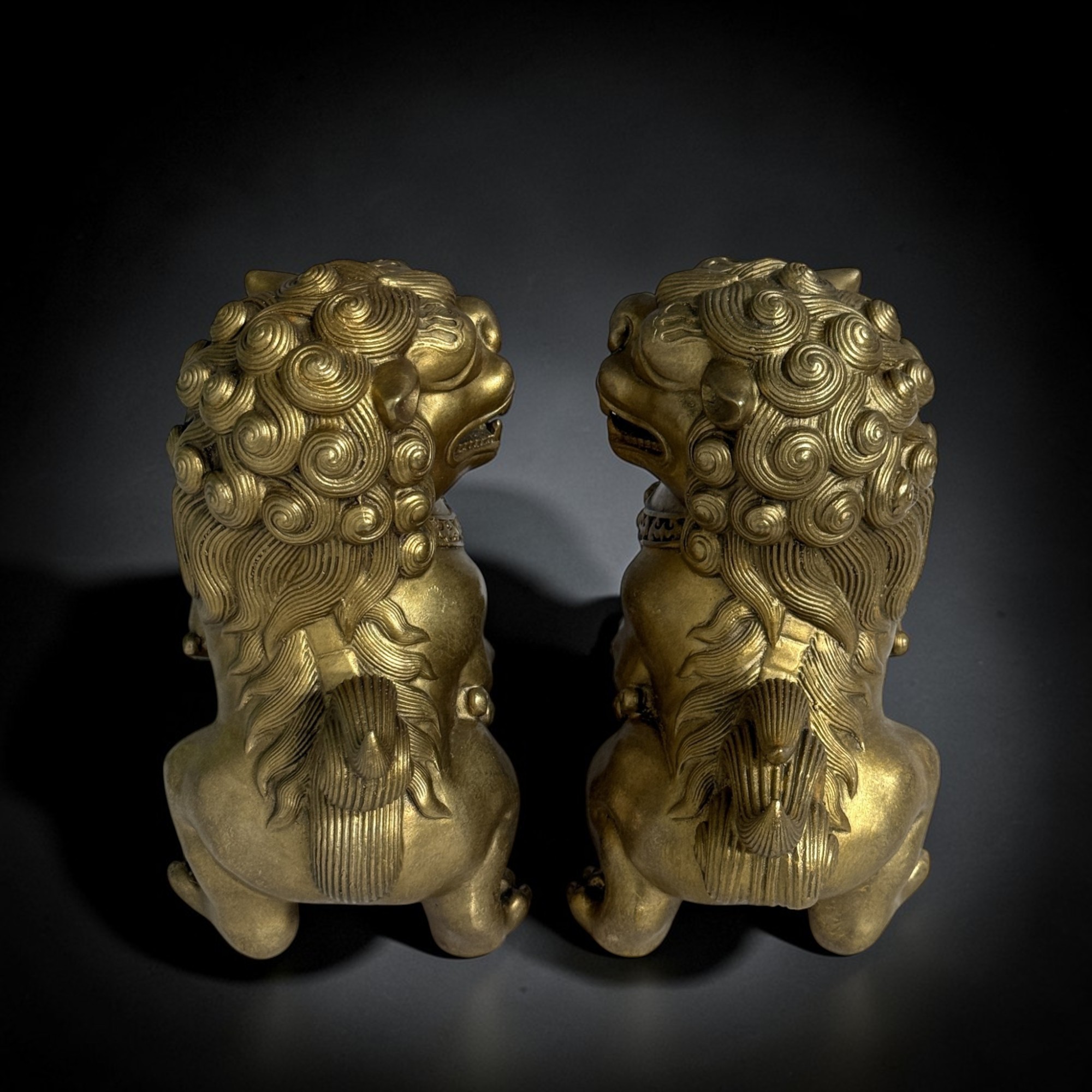 Bronze Wächterlöwen Paar – 21 cm – Feng Shui Schutzsymbol