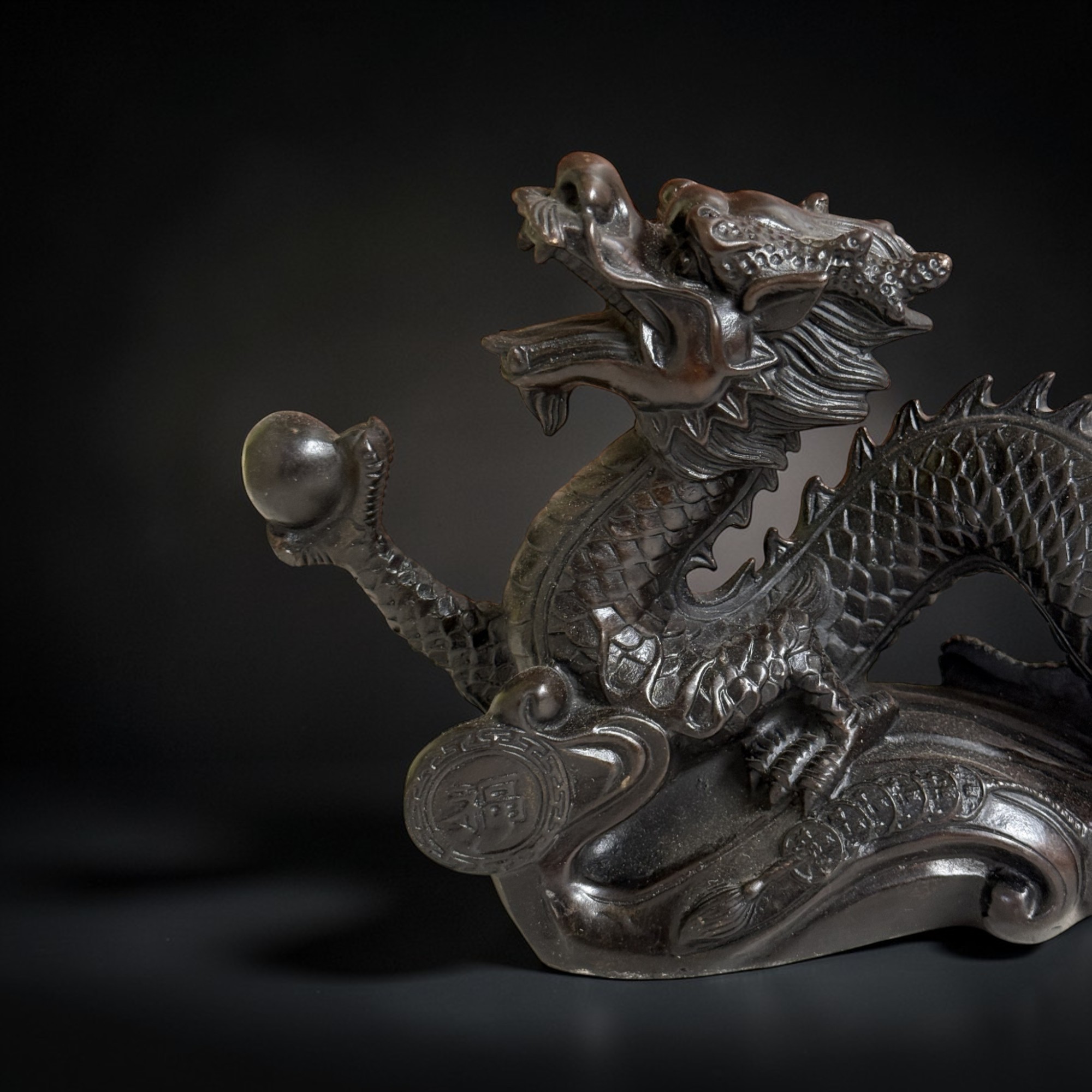 Chinesischer Drache Bronze Figur - Fengshui Skulptur 25 cm