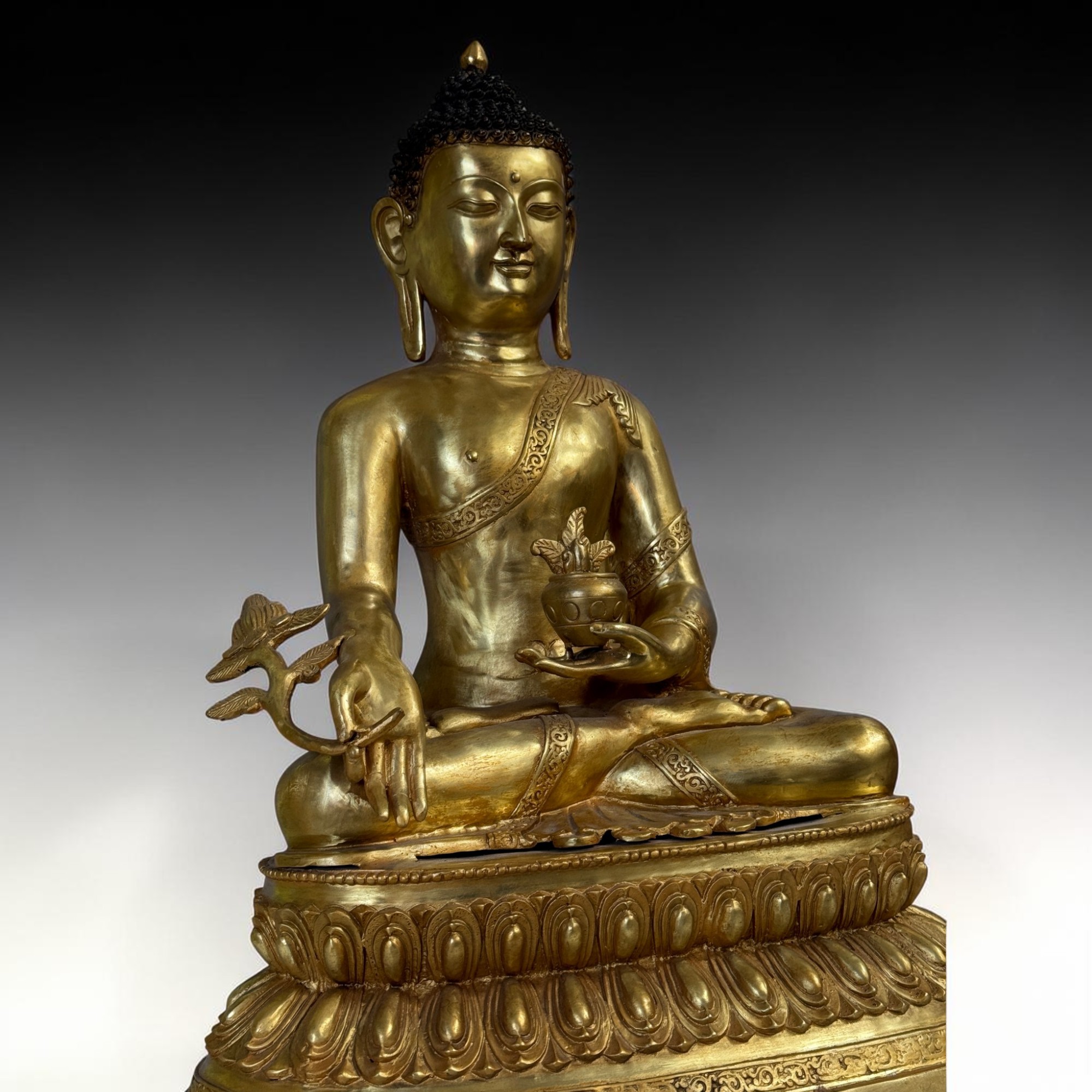 Großer, alter Medizinbuddha aus Sichuan – Buddha der Heilung (64 cm)