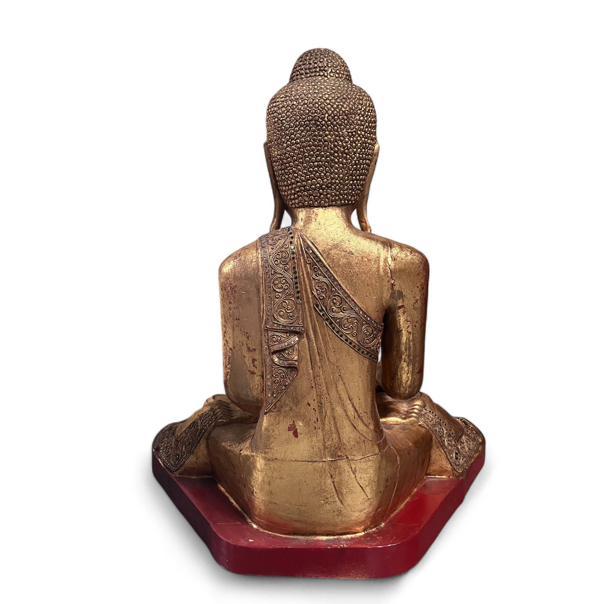 Holz Buddha Statue Thailand blattvergoldet 90cm groß