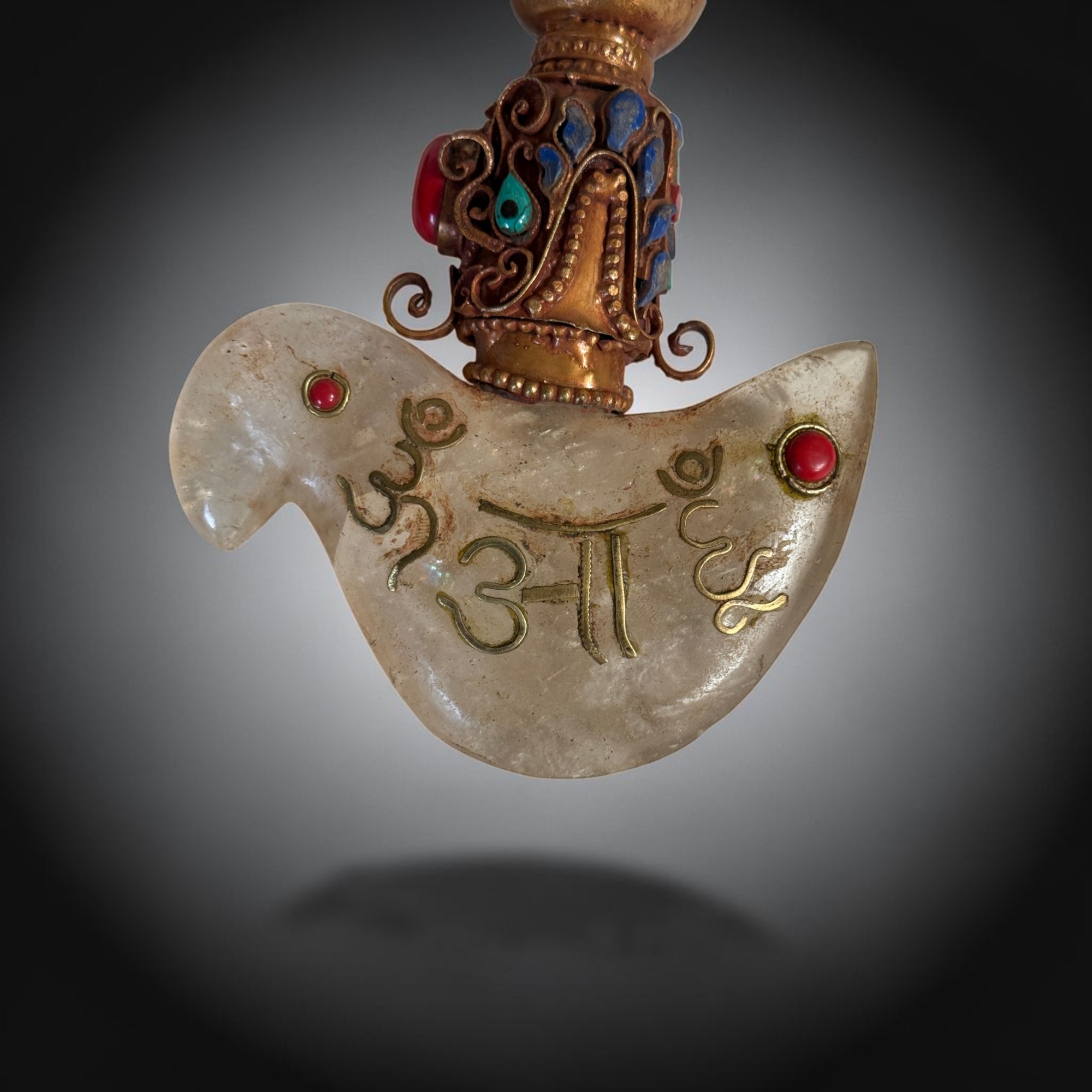 Tibetische Kartika mit Bergkristall Klinge und Vajra Griff 25,5cm
