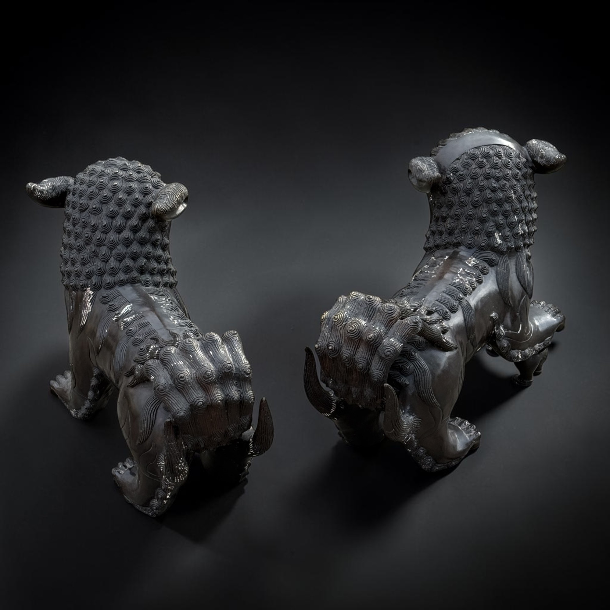 Alte Wächterlöwen Tempellöwen Fudogs aus wertiger Bronze Burma 71kg