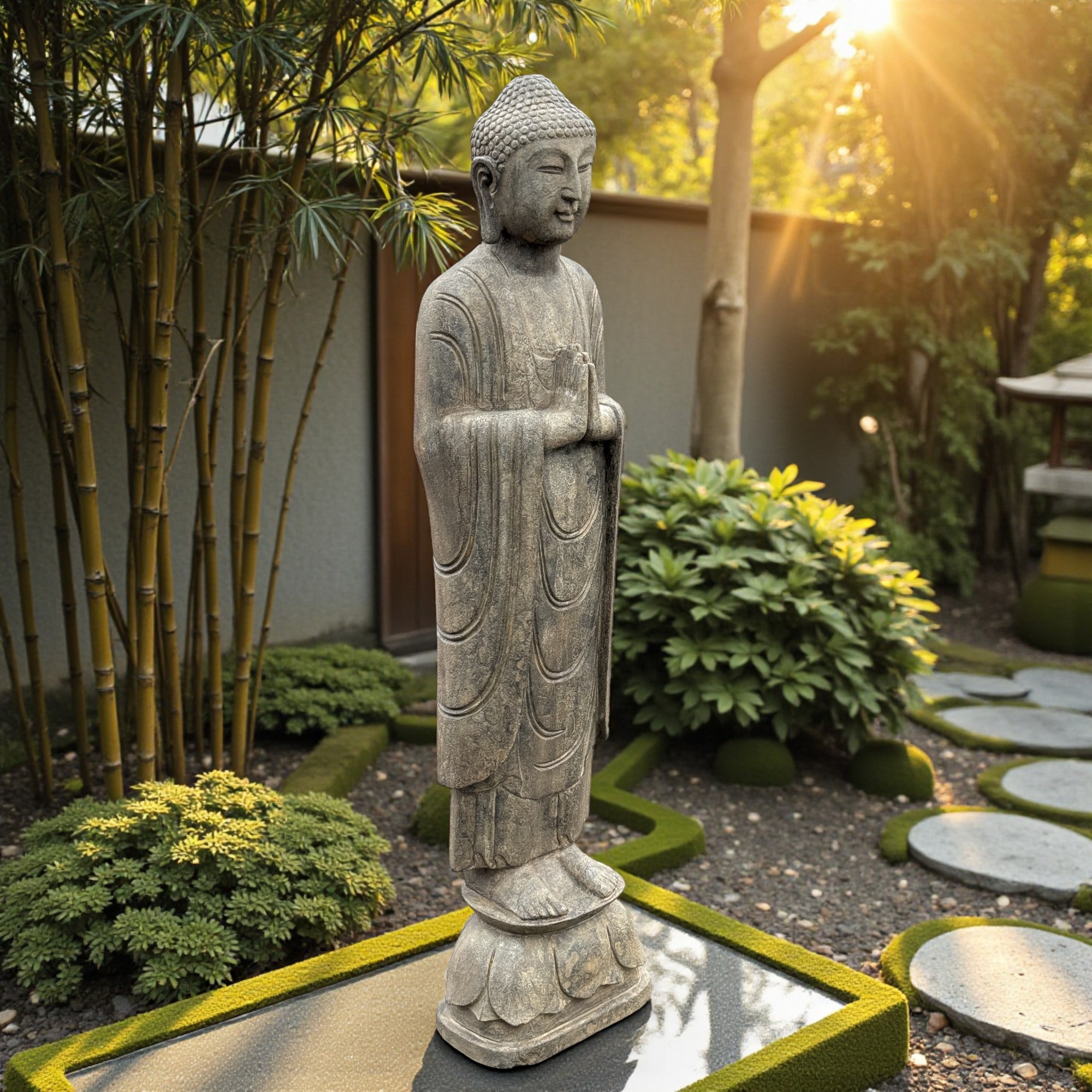 Naturstein Garten Buddha Statue aus Tibet/China 121 cm groß