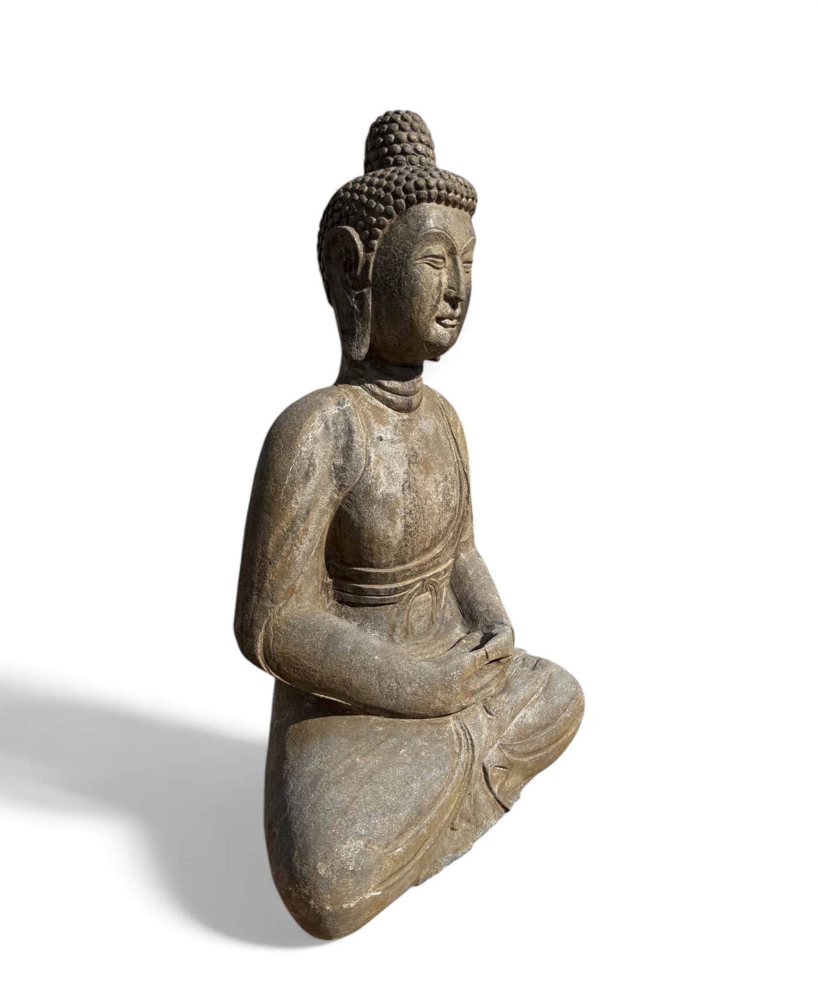 Garten Buddha Statue Naturstein Figur Meditations Geste
