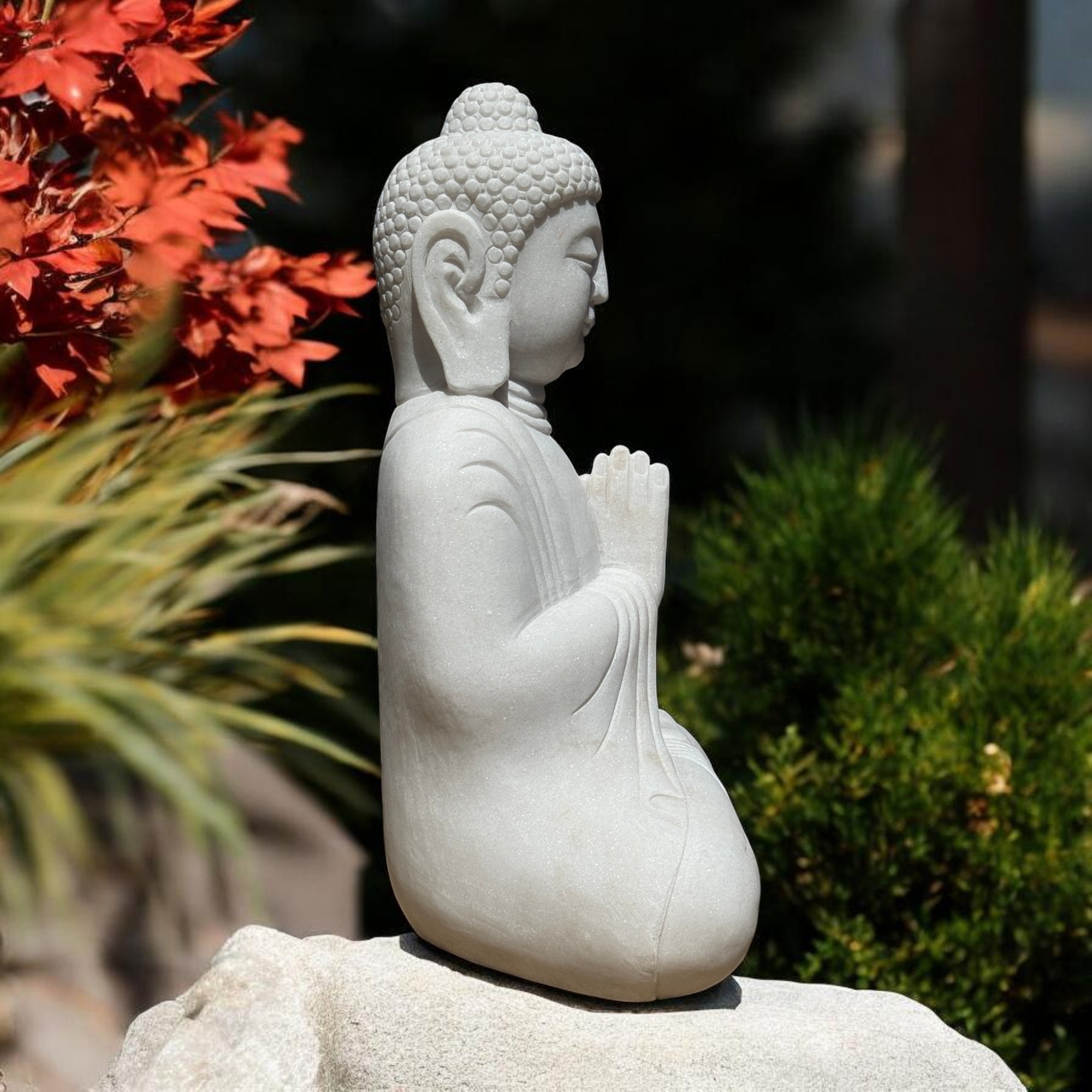 Garten Buddha Statue Marmor Stein Anjali Mudra