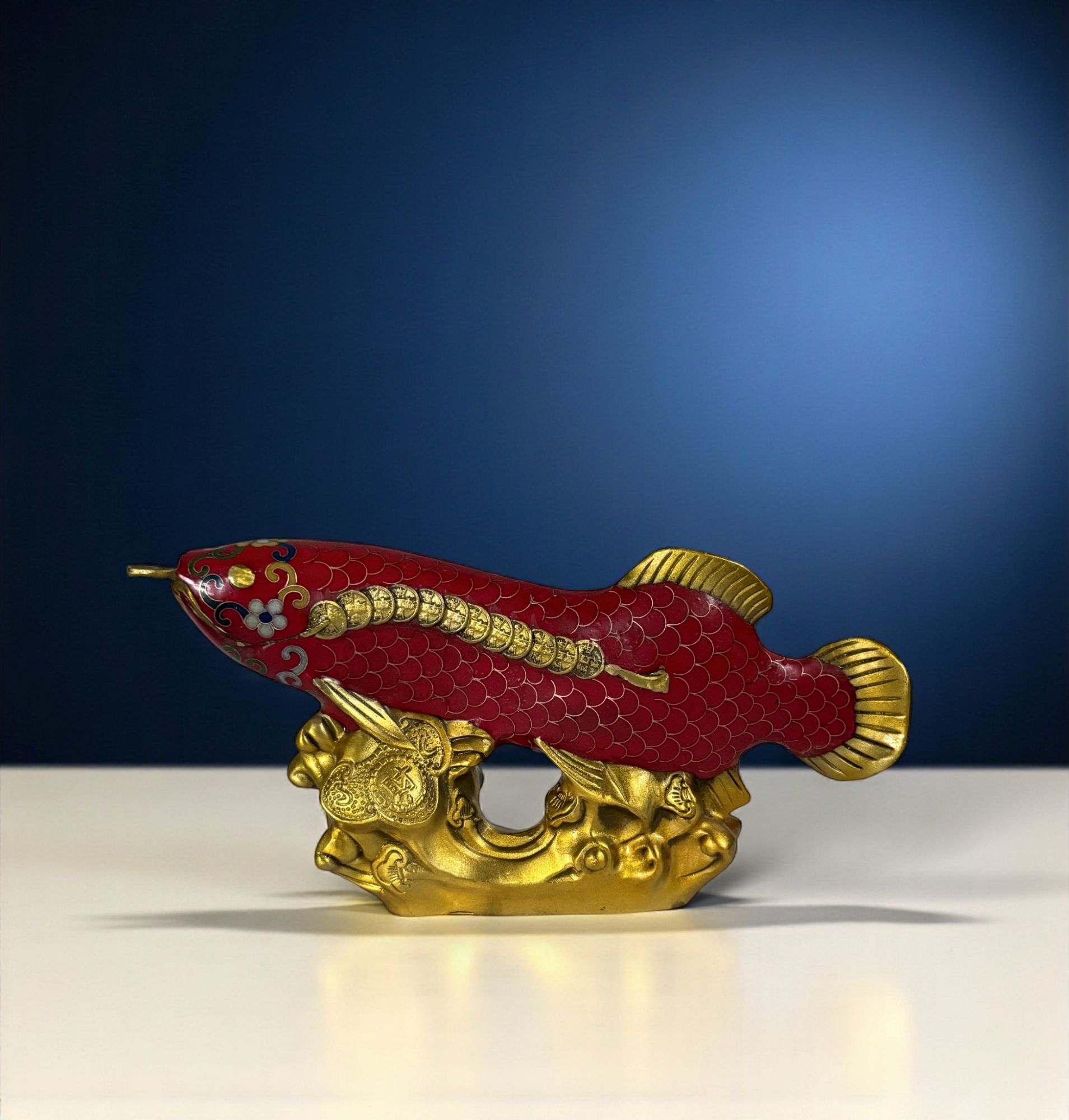 Koifisch Bronze Skulptur Cloisonne Figur Reichtumssymbol