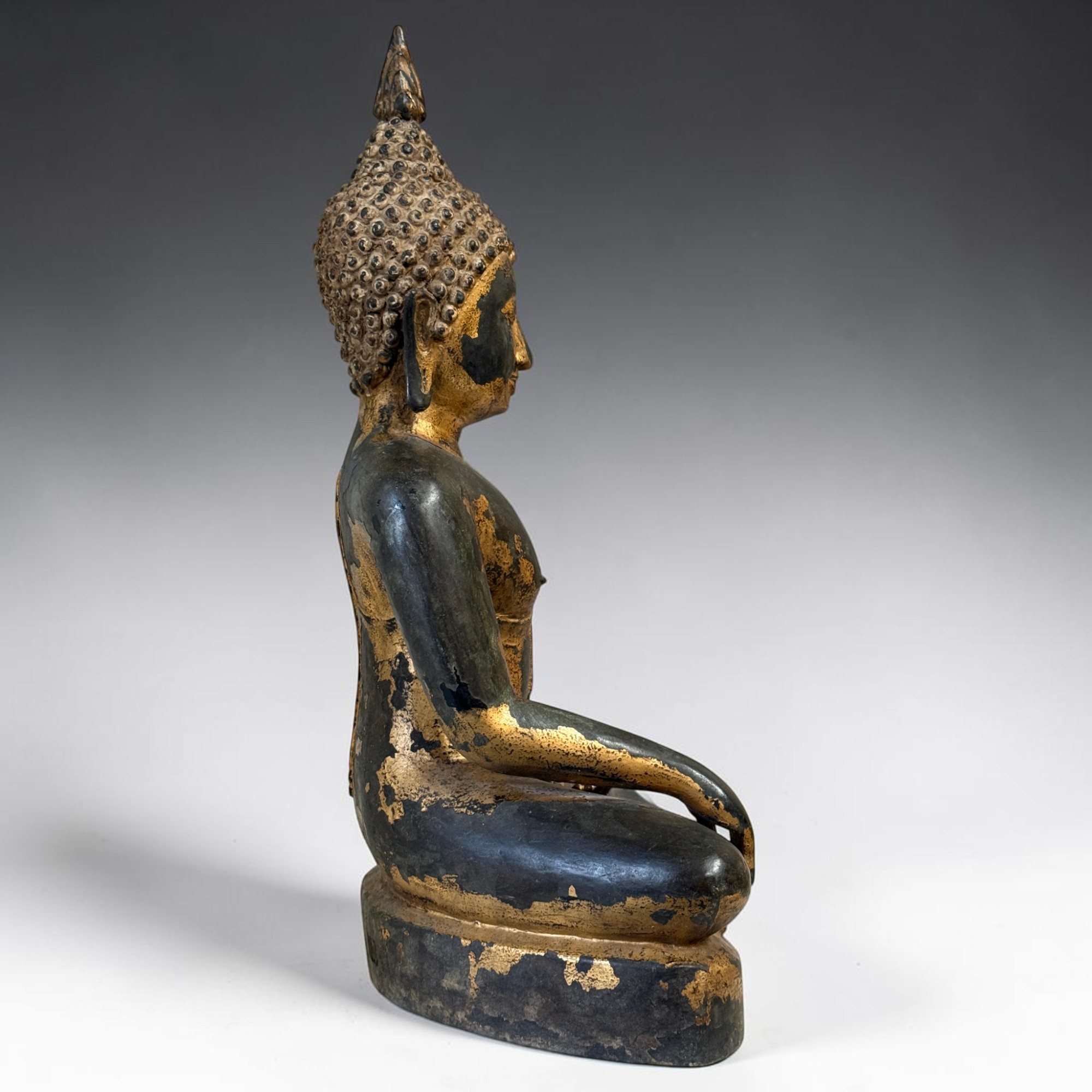 Bronze Buddha Thailand 59cm Sukhothai Stil massiv 18,5kg Vergoldet Sammlerstück