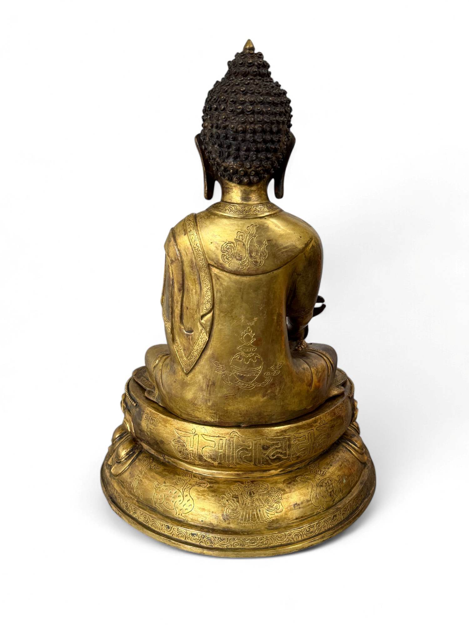 Medizin Buddha Figur vergoldete Bronze Skulptur mit Gravuren
