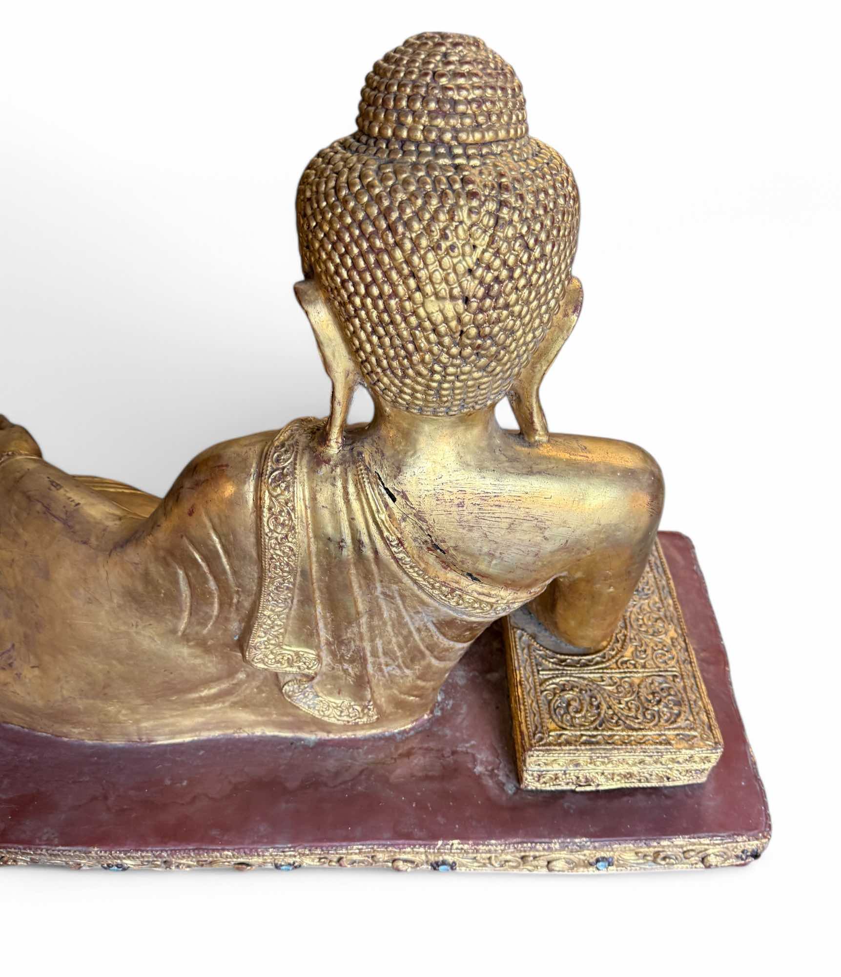 Alte Lacquerware Mandalay Buddha Skulptur Burma Statue 110 cm