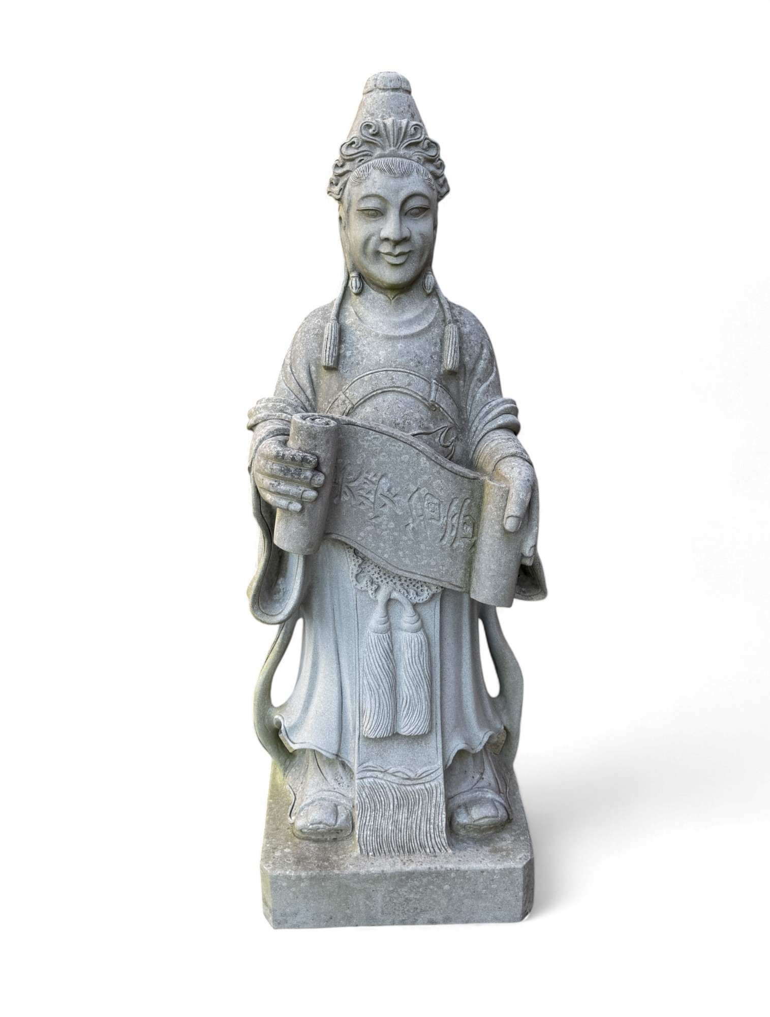 Naturstein Gelehrtenstatue aus China – 101 cm – Symbol für Bildung & Weisheit – 50 Jahre alt