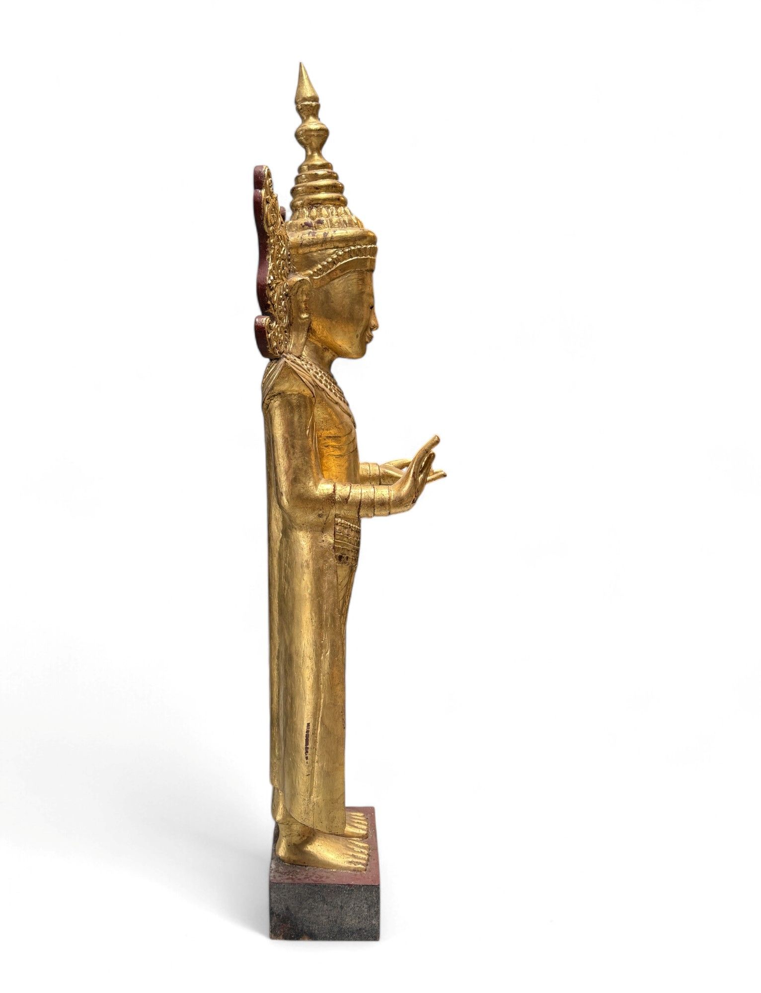 Buddha Statue Birma Teak Holz Skulptur Schutzgeste