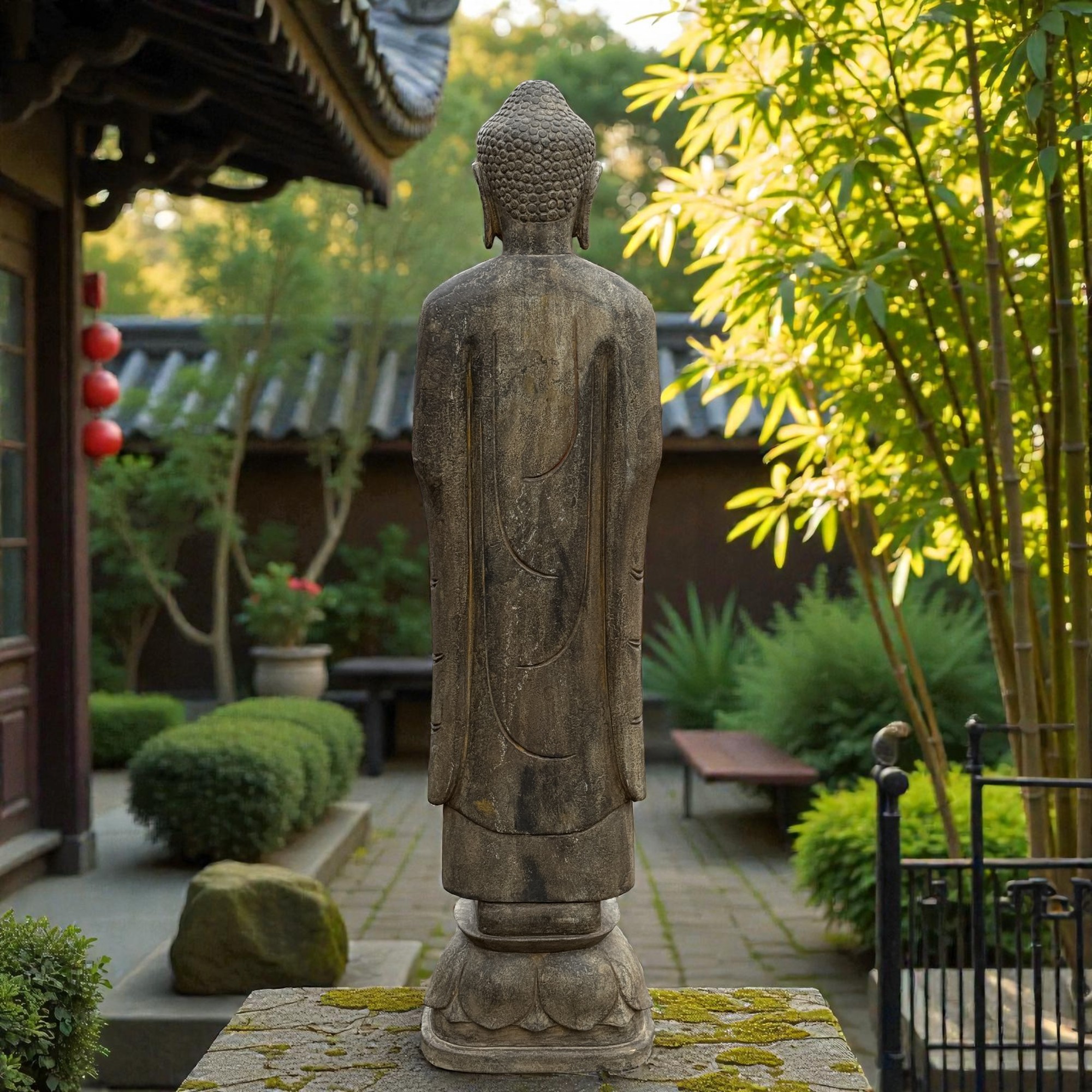 Naturstein Garten Buddha Statue aus Tibet/China 121 cm groß
