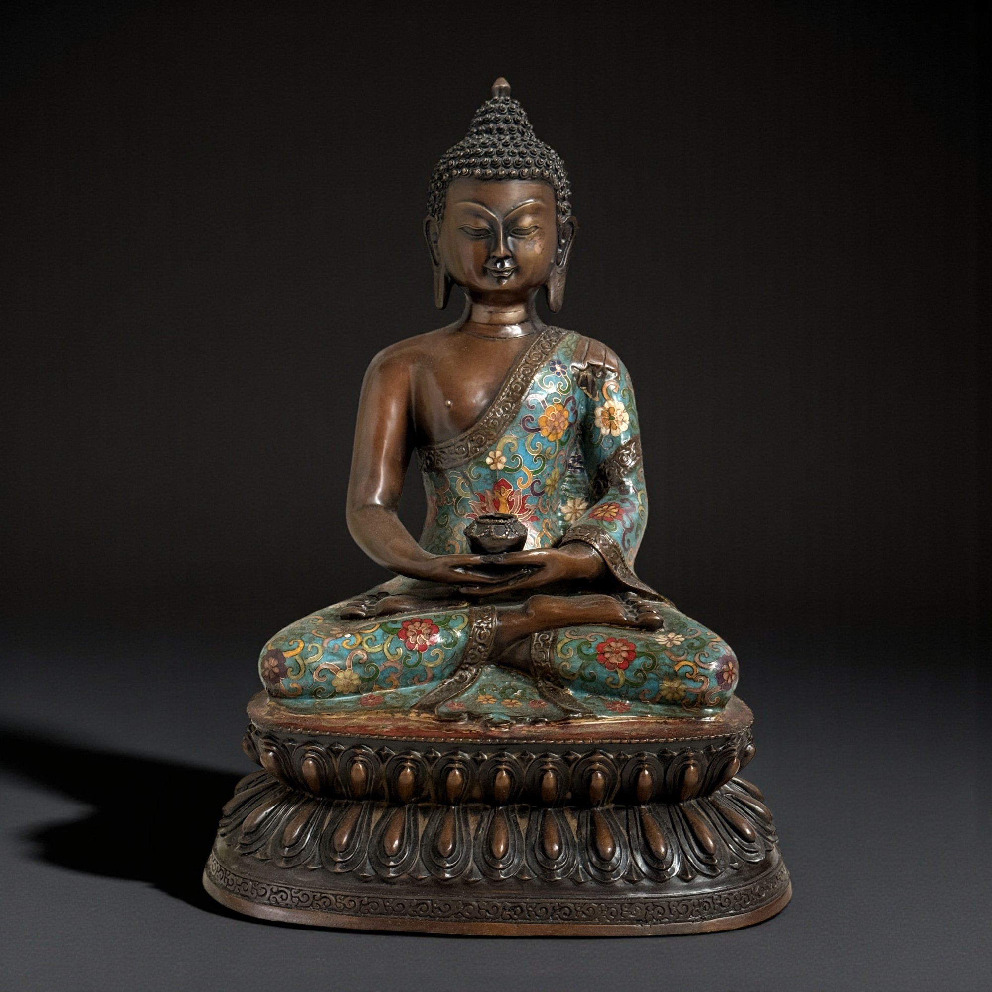 Buddha Figur Bronze China Cloisonne Skulptur 44cm groß