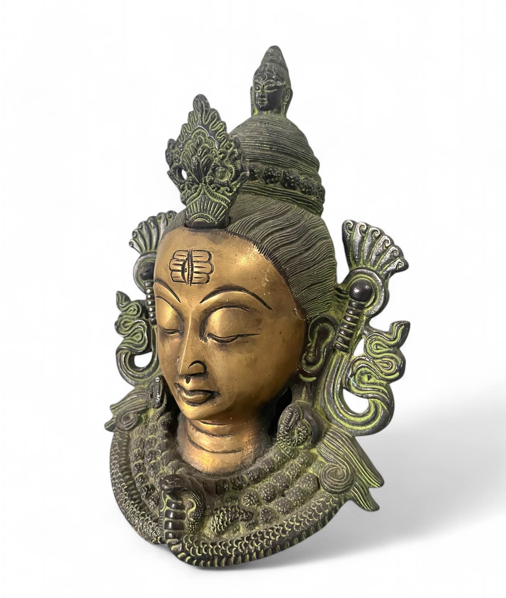 Shiva Wandmaske Nepal Bronze Skulptur 26 cm