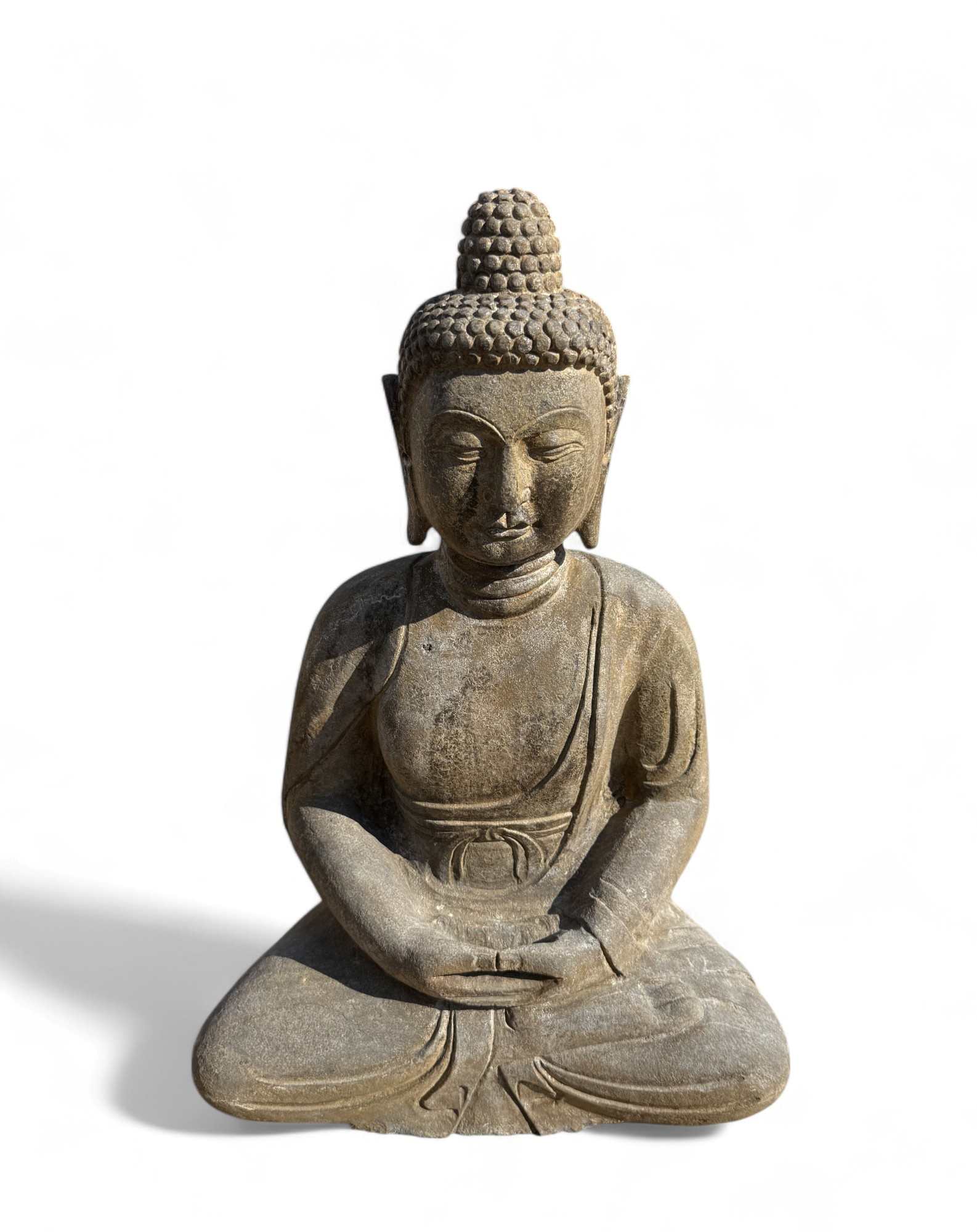Garten Buddha Statue Naturstein Figur Meditations Geste