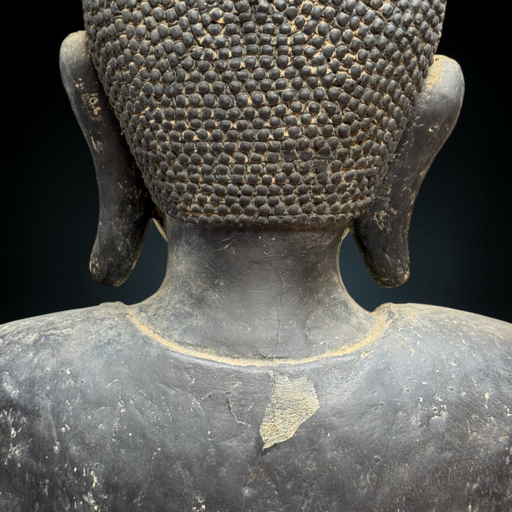 Buddha Figur stehend Teakholz Skulptur Burma Rakhine Asiatika 185cm