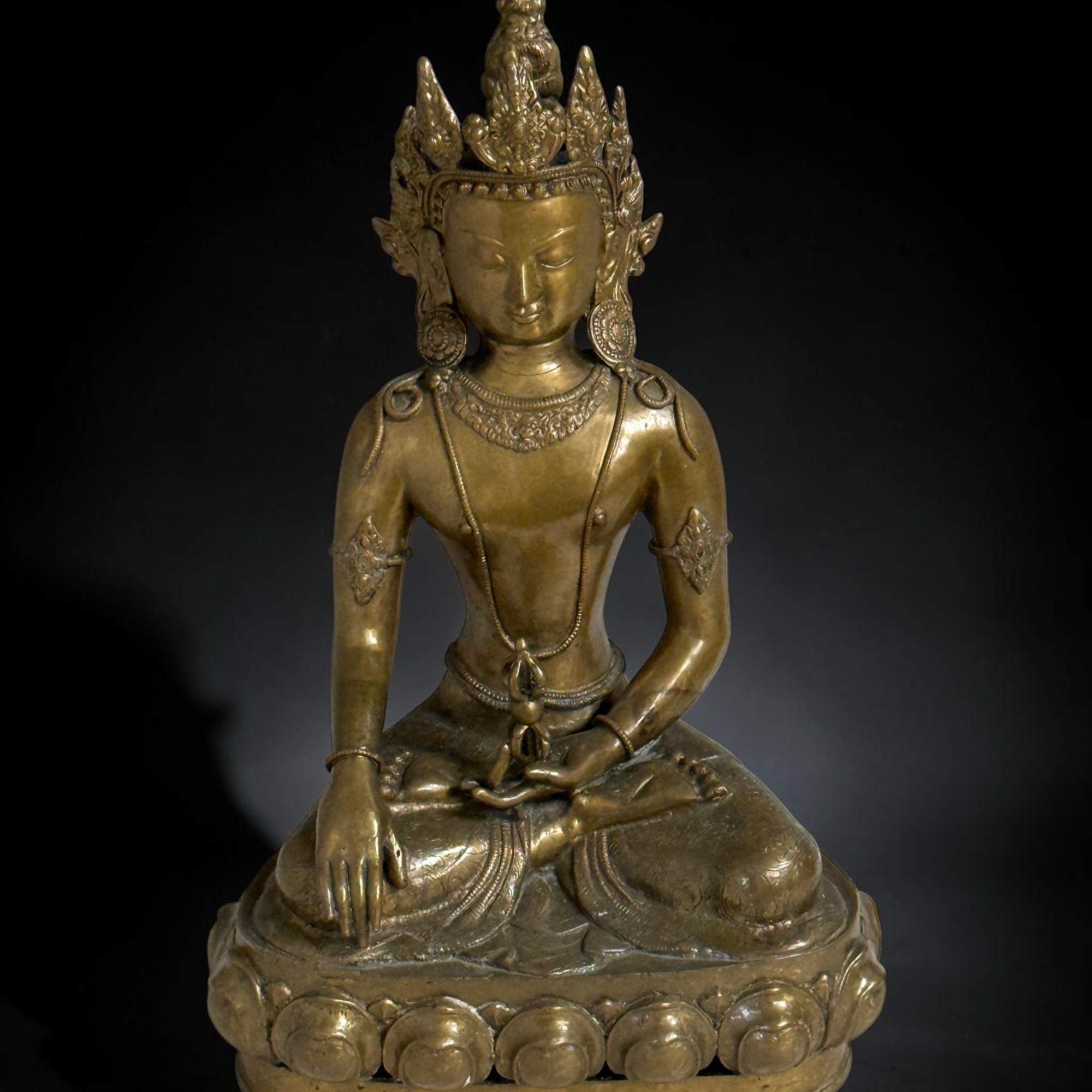Tibet Buddha Skulptur aus Bronze mit Dorje