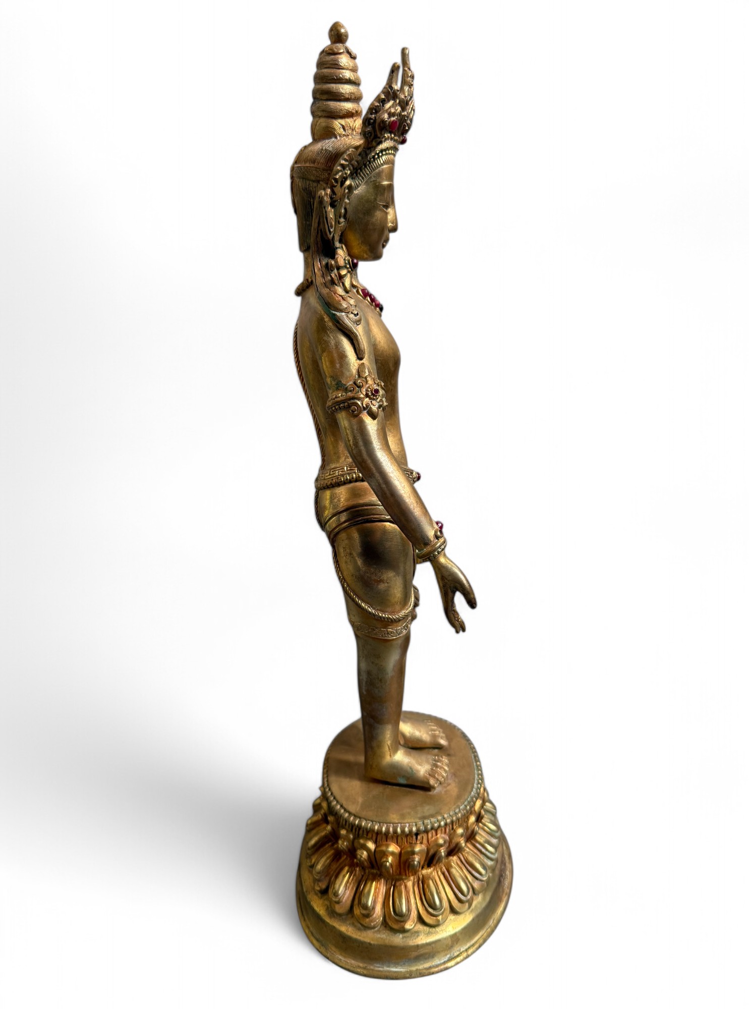 Padmapani Bronze Statue Nepal Skulptur vergoldet 37 cm groß