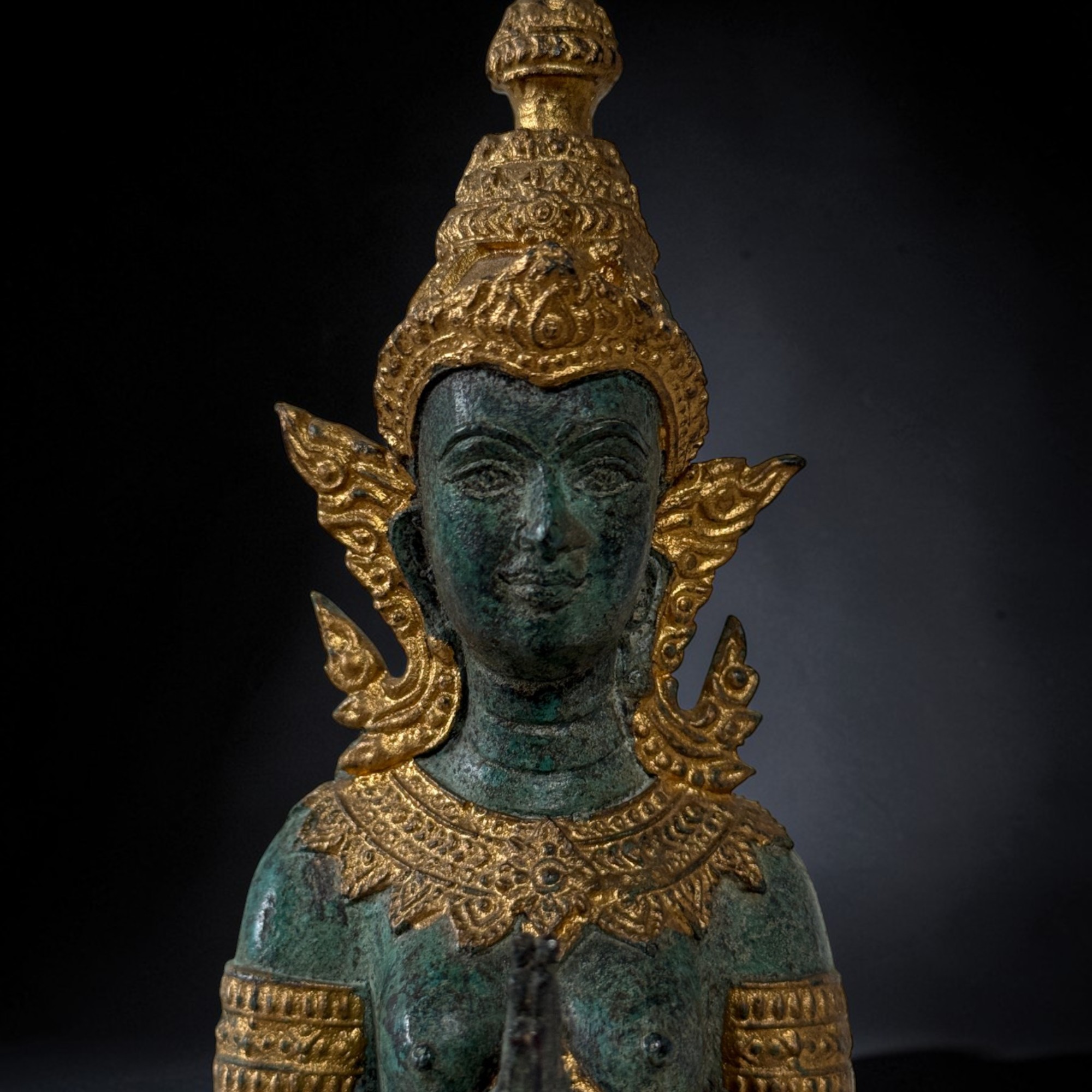 Thailändischer Tempelwächter Figur aus Bronze - 20,5 cm groß