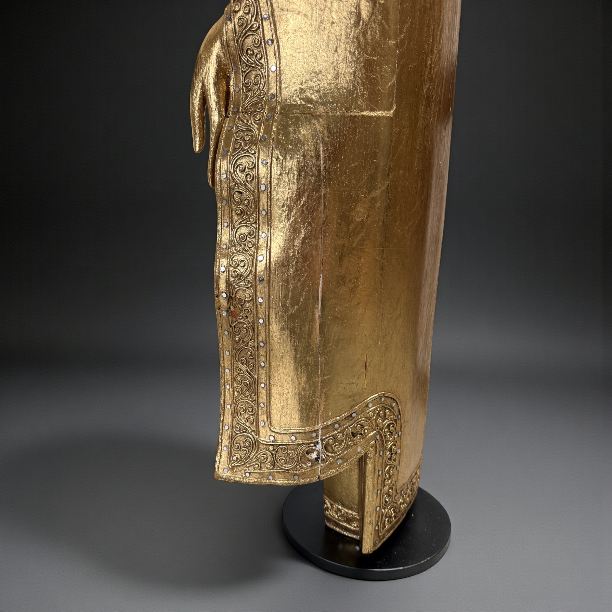 Holz Buddha Statue Thailand blattvergoldet 110 cm groß