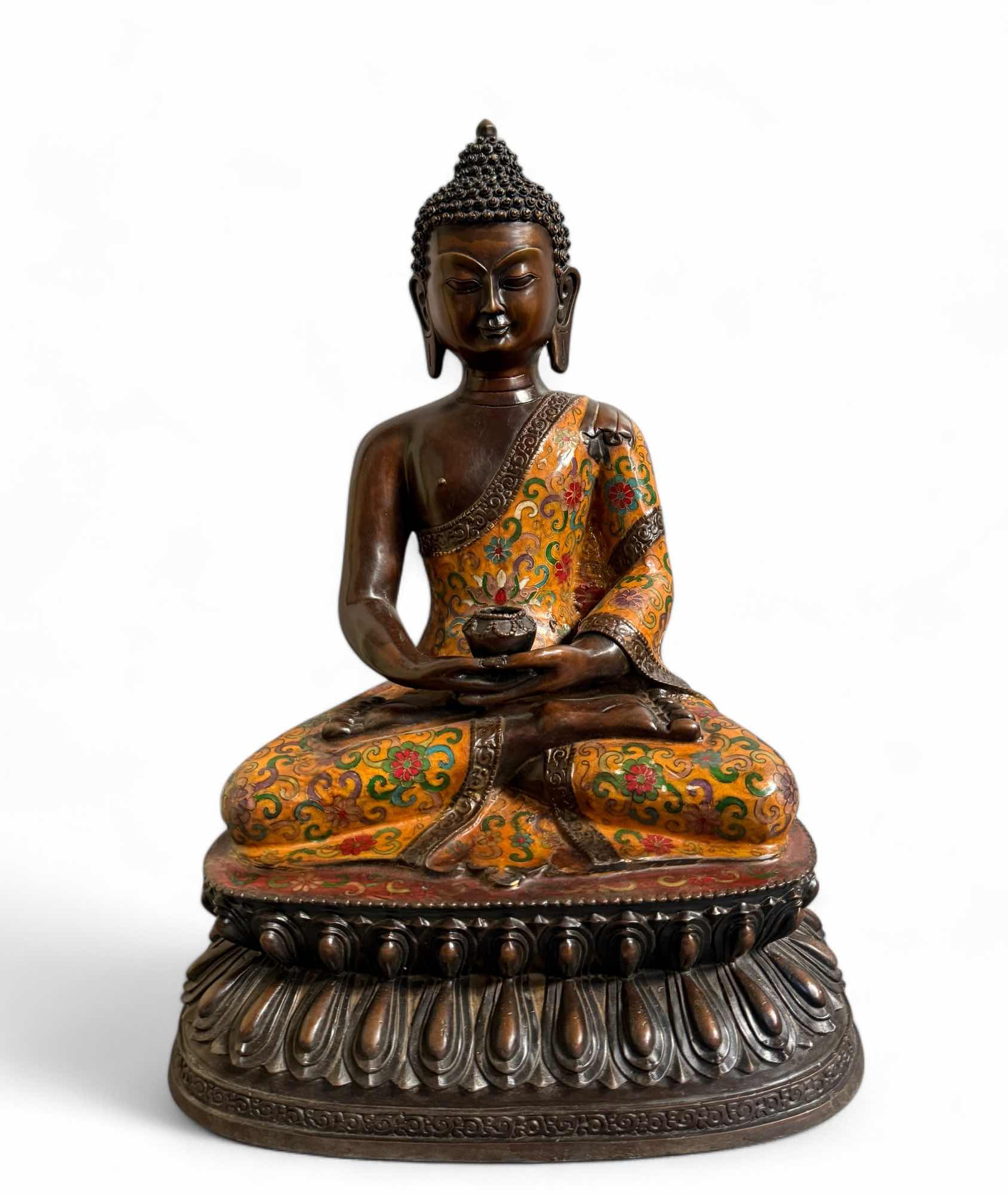 Buddha Figur Bronze China Cloisonne Skulptur 44cm groß