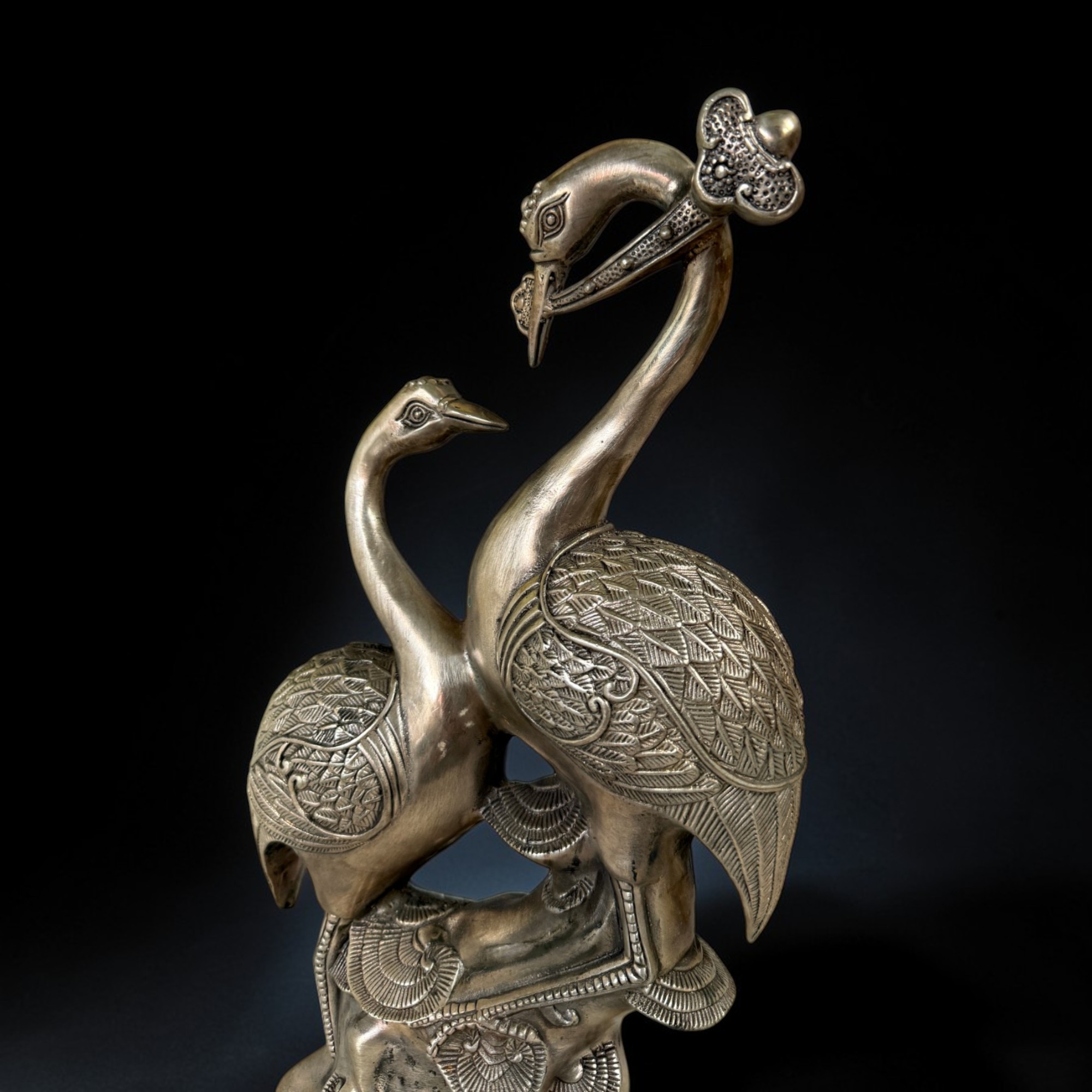 Kranich-Paar aus Metall – Symbol für Treue & Glück aus China (36,5 cm)