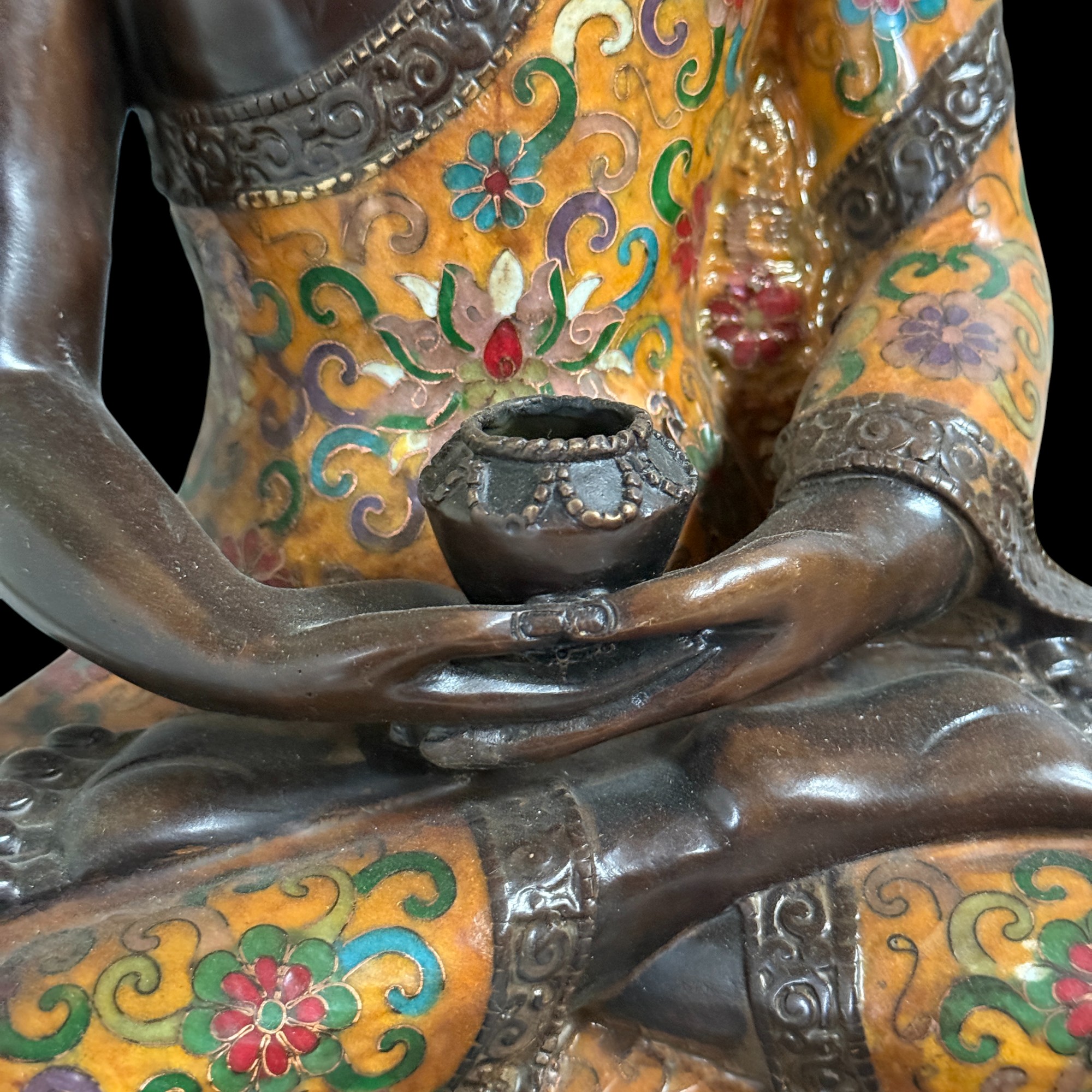 Buddha Figur Bronze China Cloisonne Skulptur 44cm groß