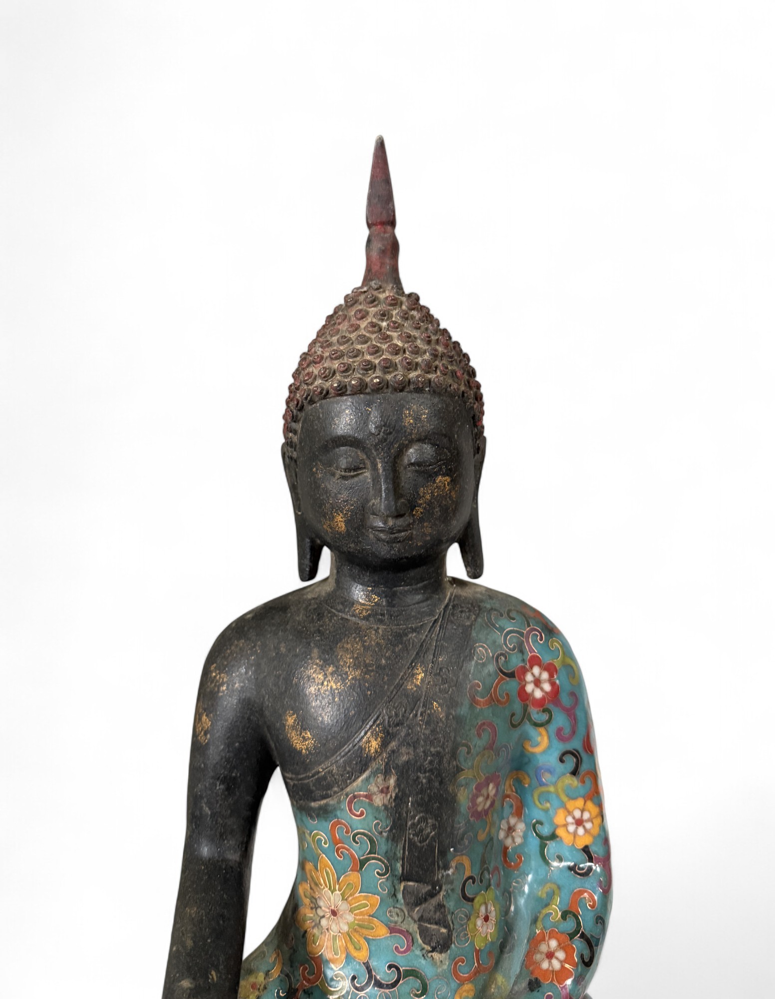 Buddha Figur Bronze Siddharta Gautama Cloisonne Skulptur 40 cm