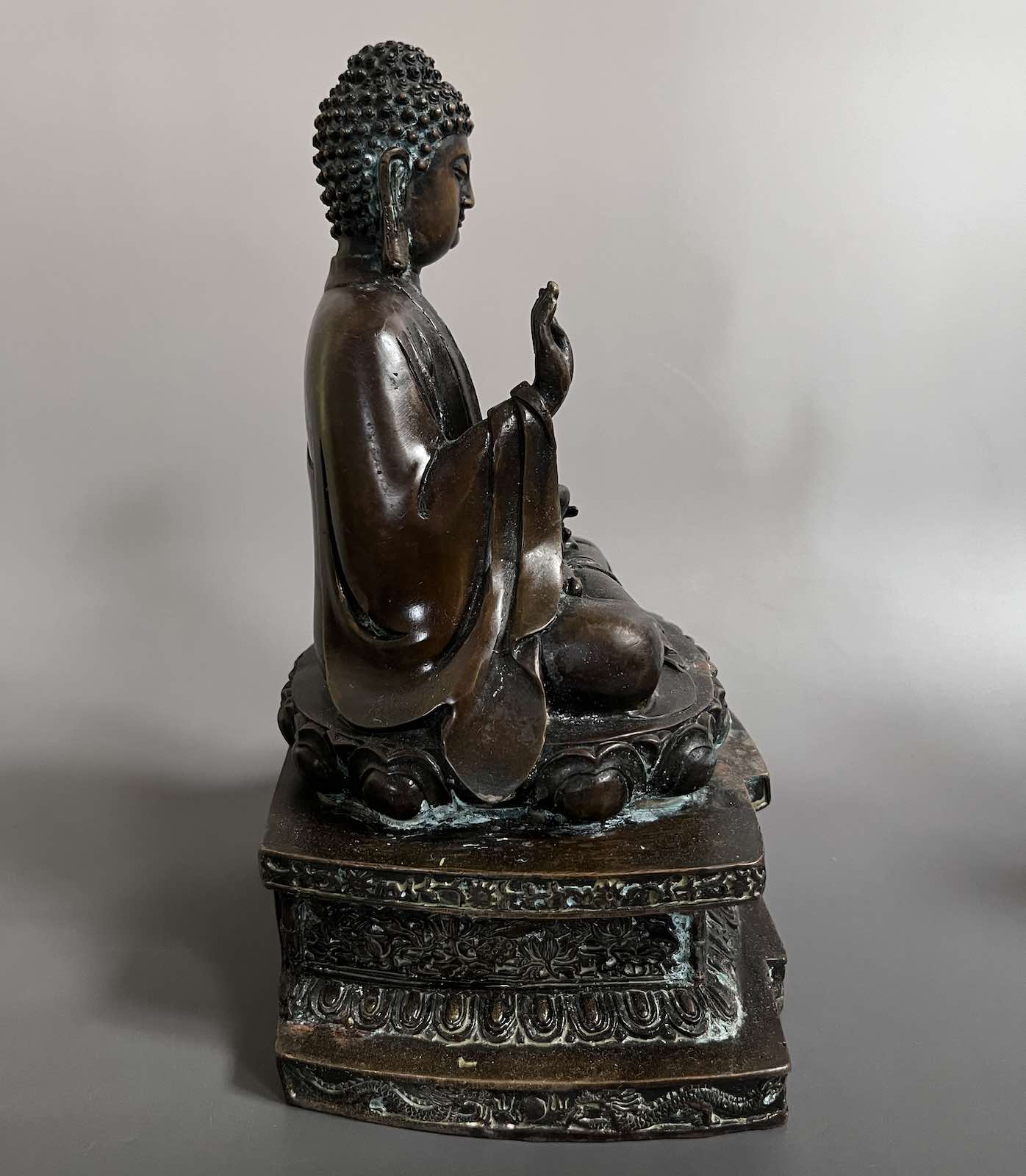 Buddha Figur Bronze Skulptur Schutzgeste 27cm