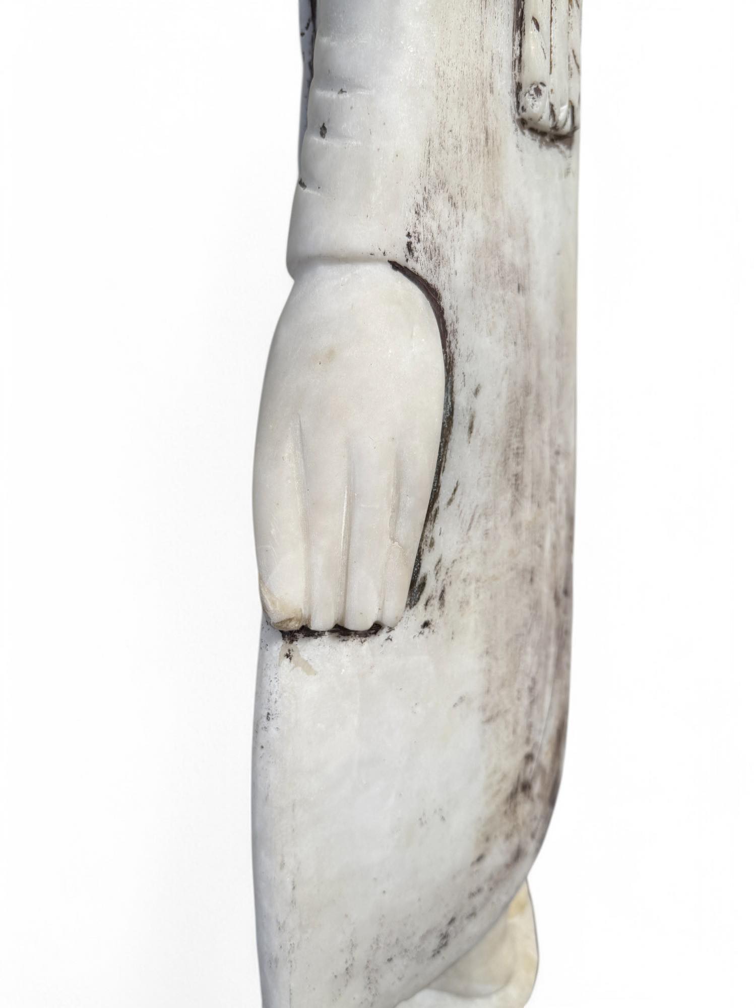 Alte Burma Buddha Statue aus Marmor Stein 108 cm groß