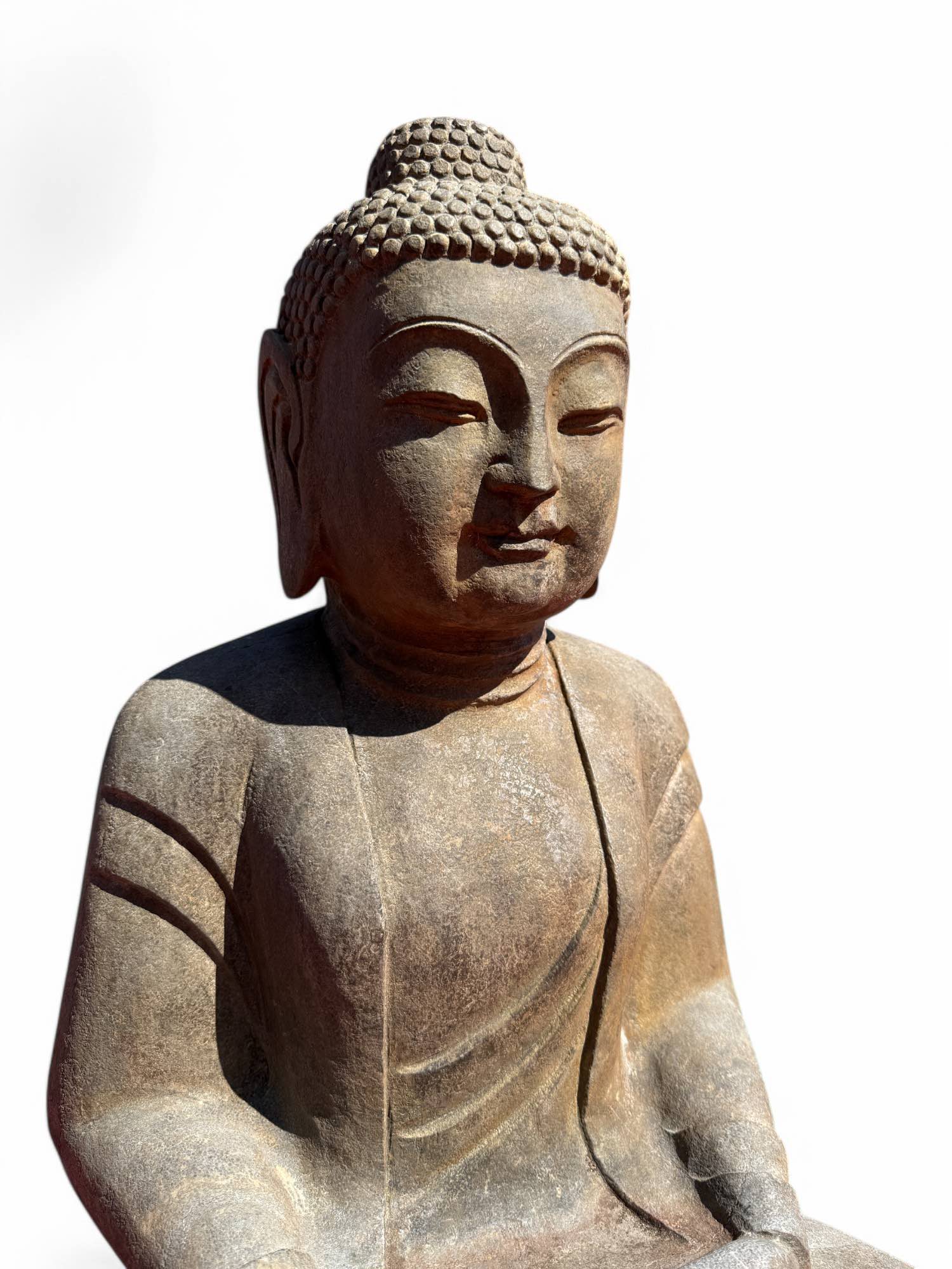 Garten Buddha Statue Naturstein Figur Meditations Geste