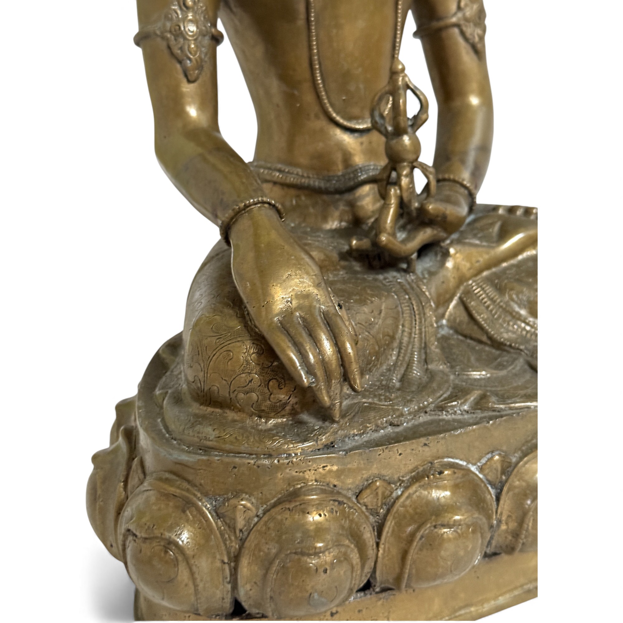 Tibet Buddha Skulptur aus Bronze mit Dorje