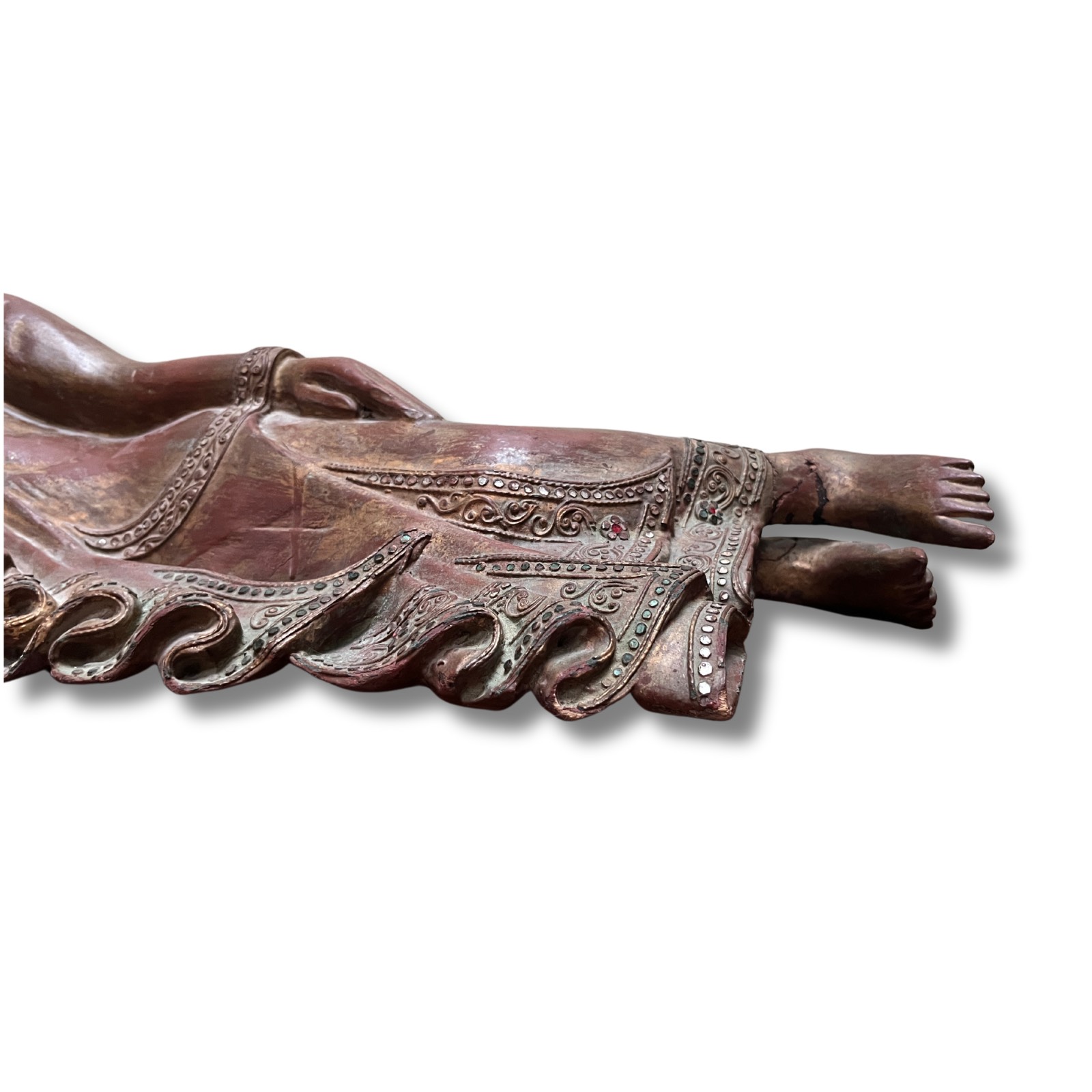 Liegender Holz Buddha aus Burma - 70cm