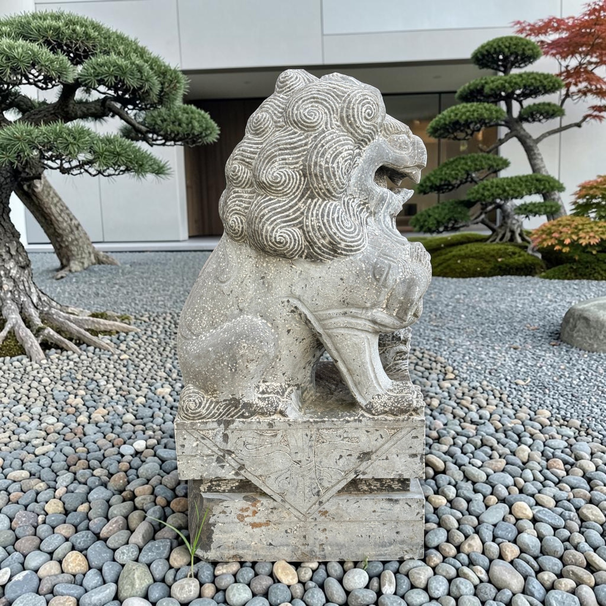 Chinesischer Wächterlöwe Tempellöwe Naturstein Skulptur China 110cm