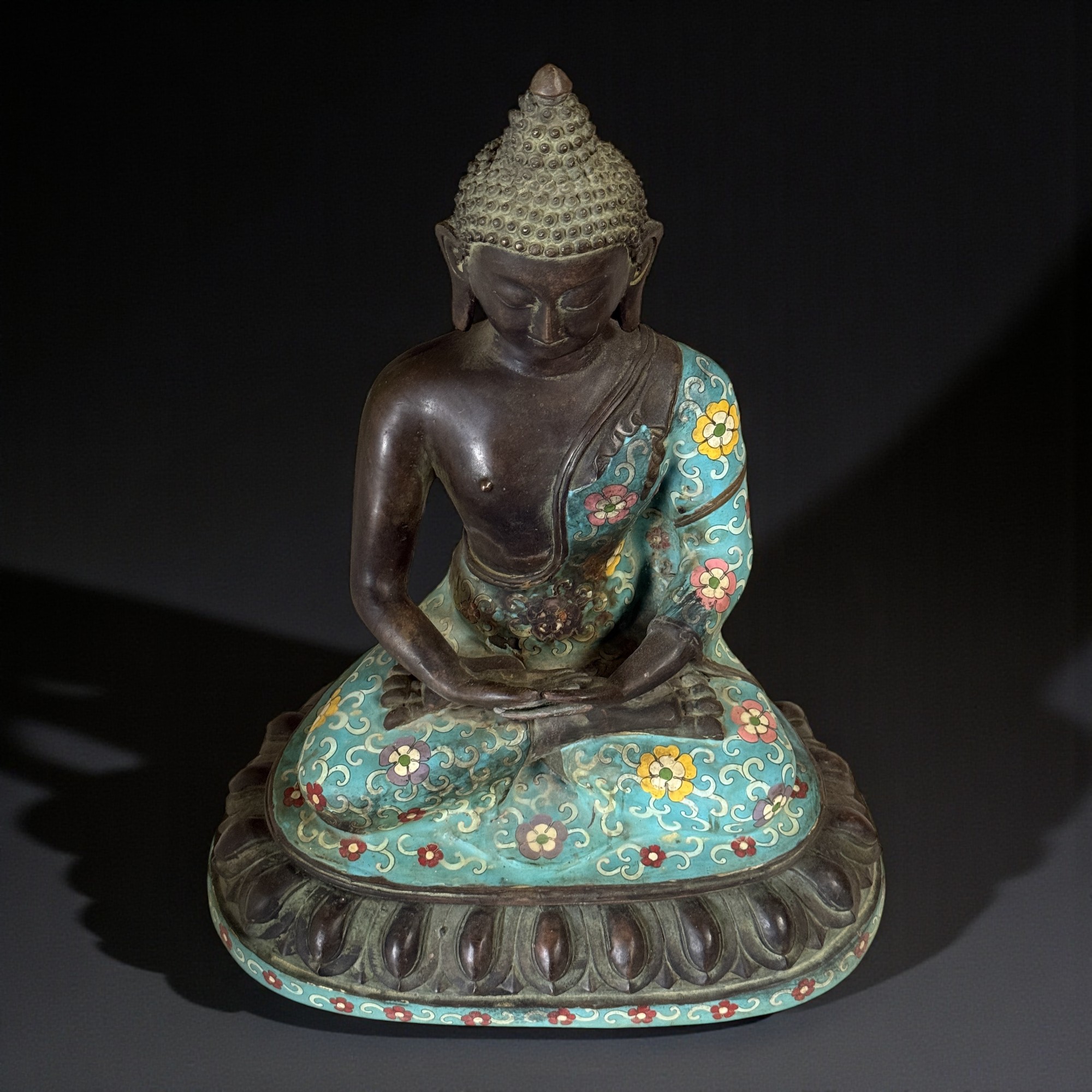 Buddha Figur Bronze China Cloisonne Skulptur 40 cm groß