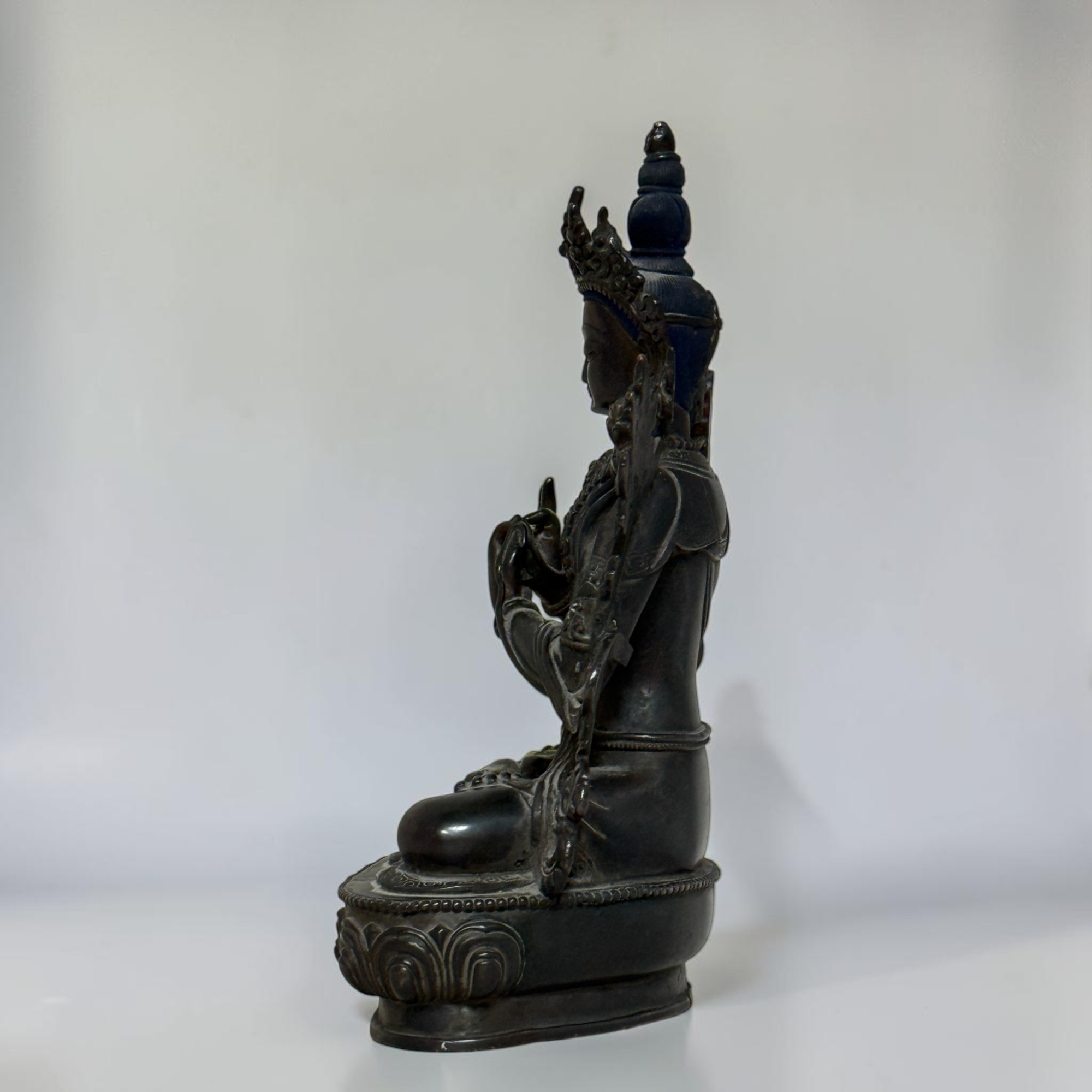 2-armige Prajnaparamita Figur alte Bronze Skulptur Nepal Statue Weisheit
