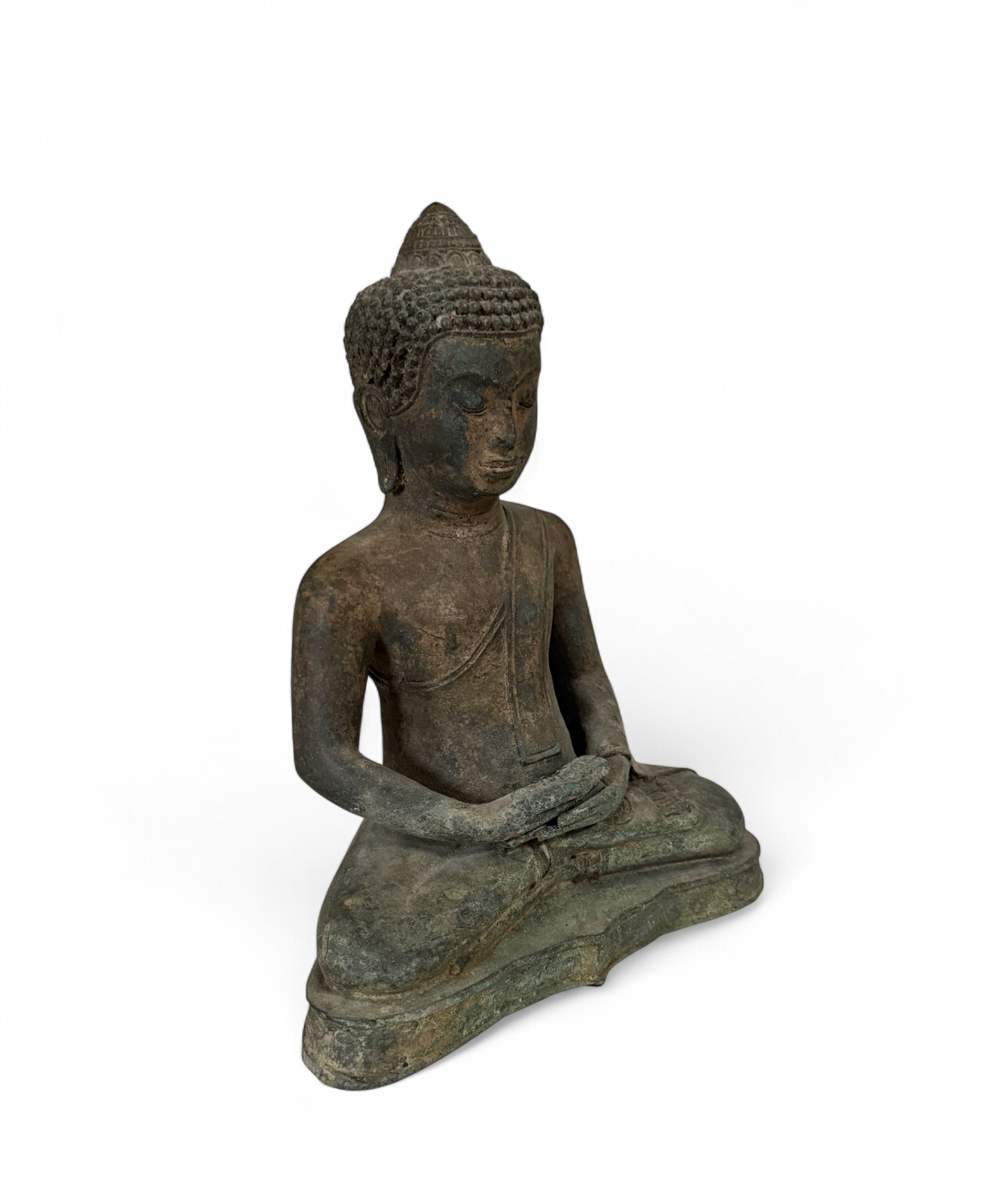 Bronze Buddha – Thailand – Dhyana Mudra – 28,5 cm – Meditationsfigur aus deutscher Sammlungsauflösung